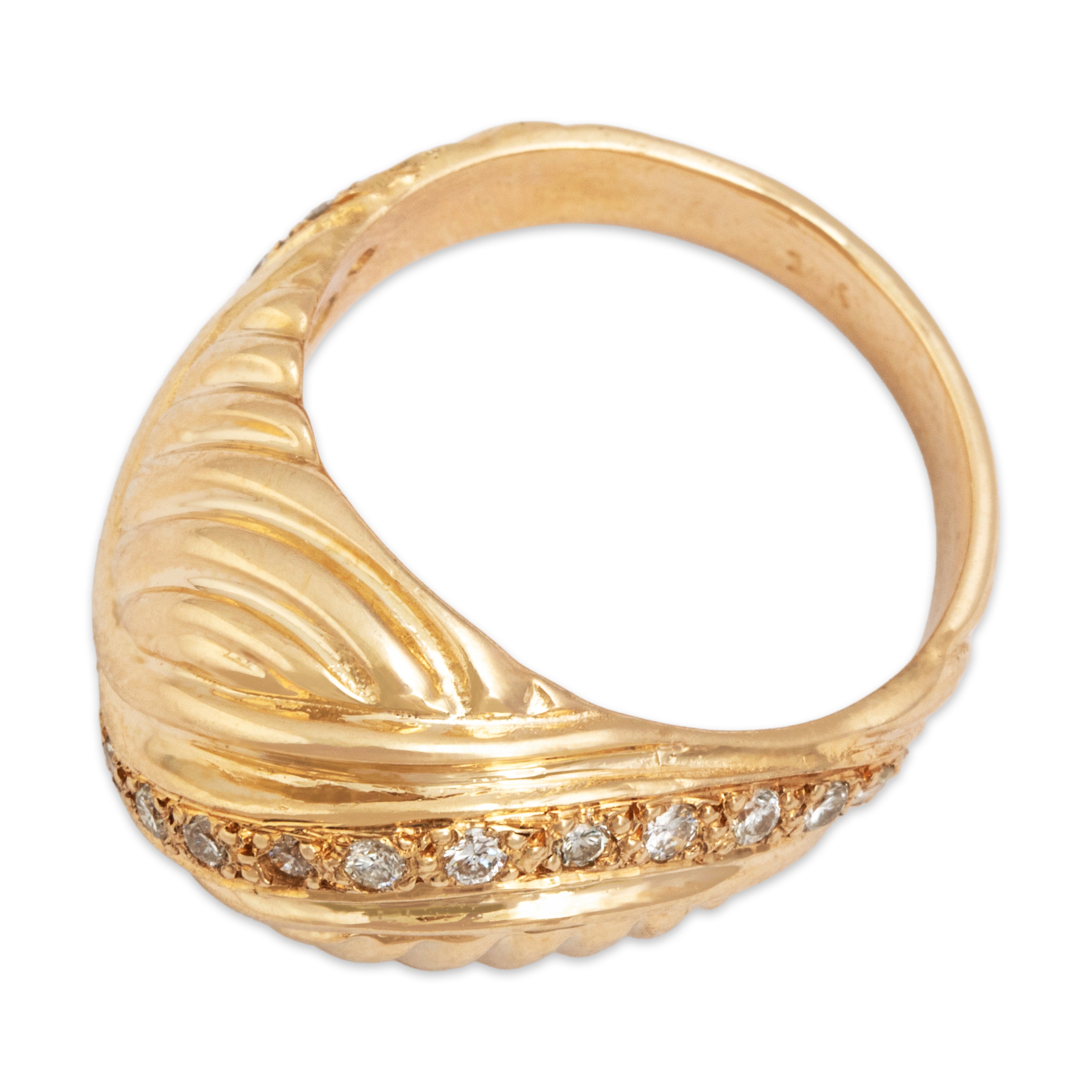 Vintage 14K Yellow Gold .15cttw Diamond Bold Swirl Ring - Overall view