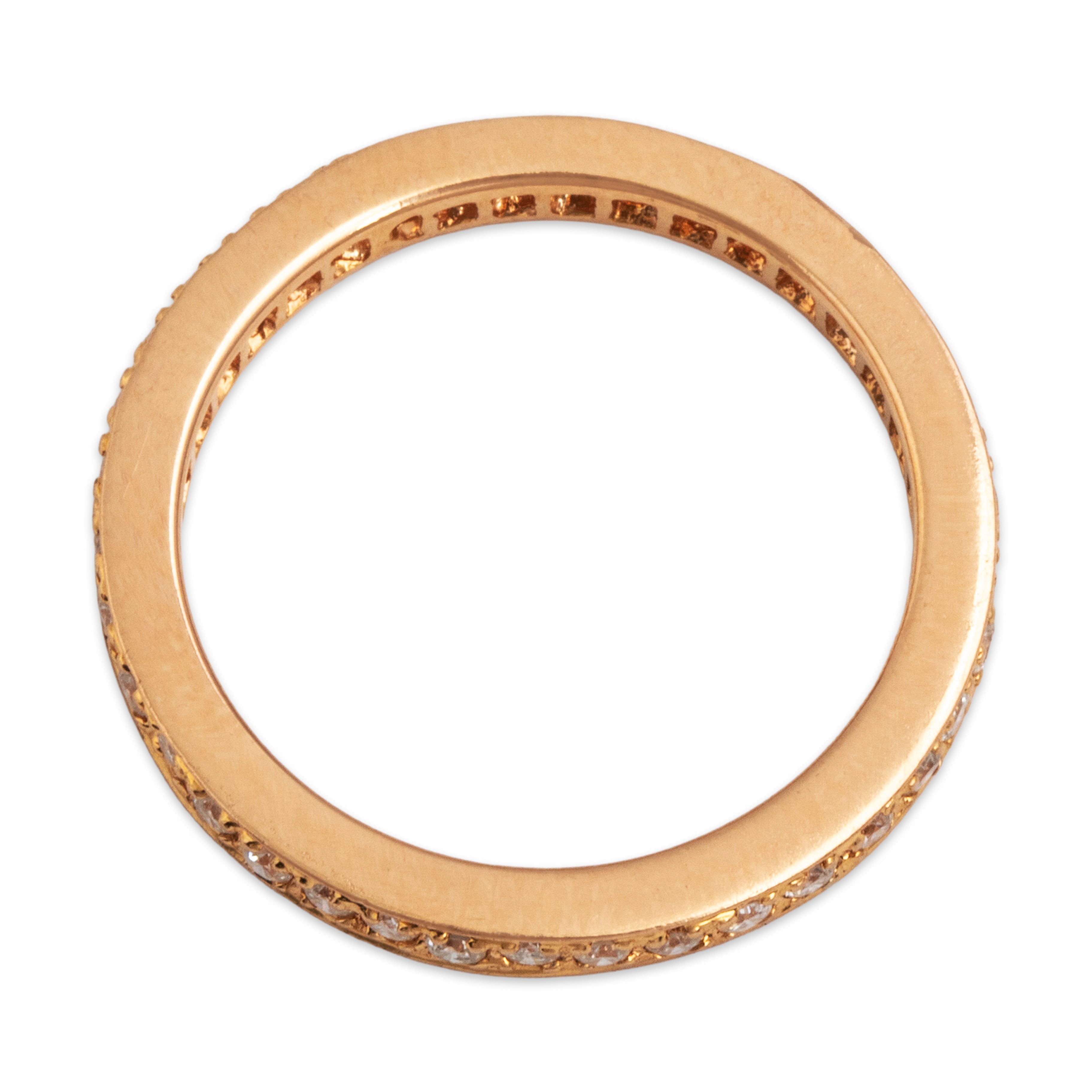 Vintage 18K Rose Gold .25cttw Channel-Set Diamond Eternity Band Ring - detail view #1