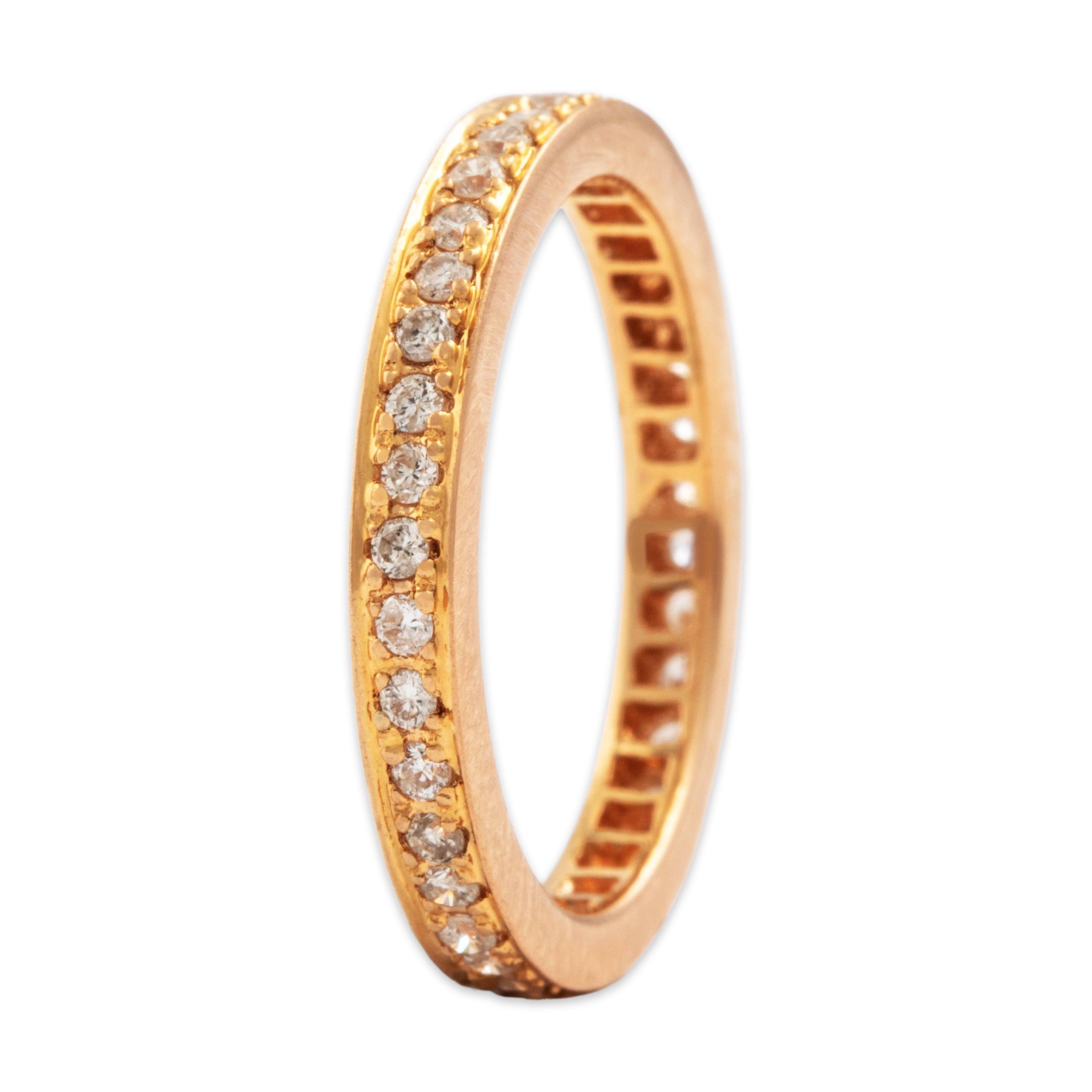Vintage 18K Rose Gold .25cttw Channel-Set Diamond Eternity Band Ring - Overall view