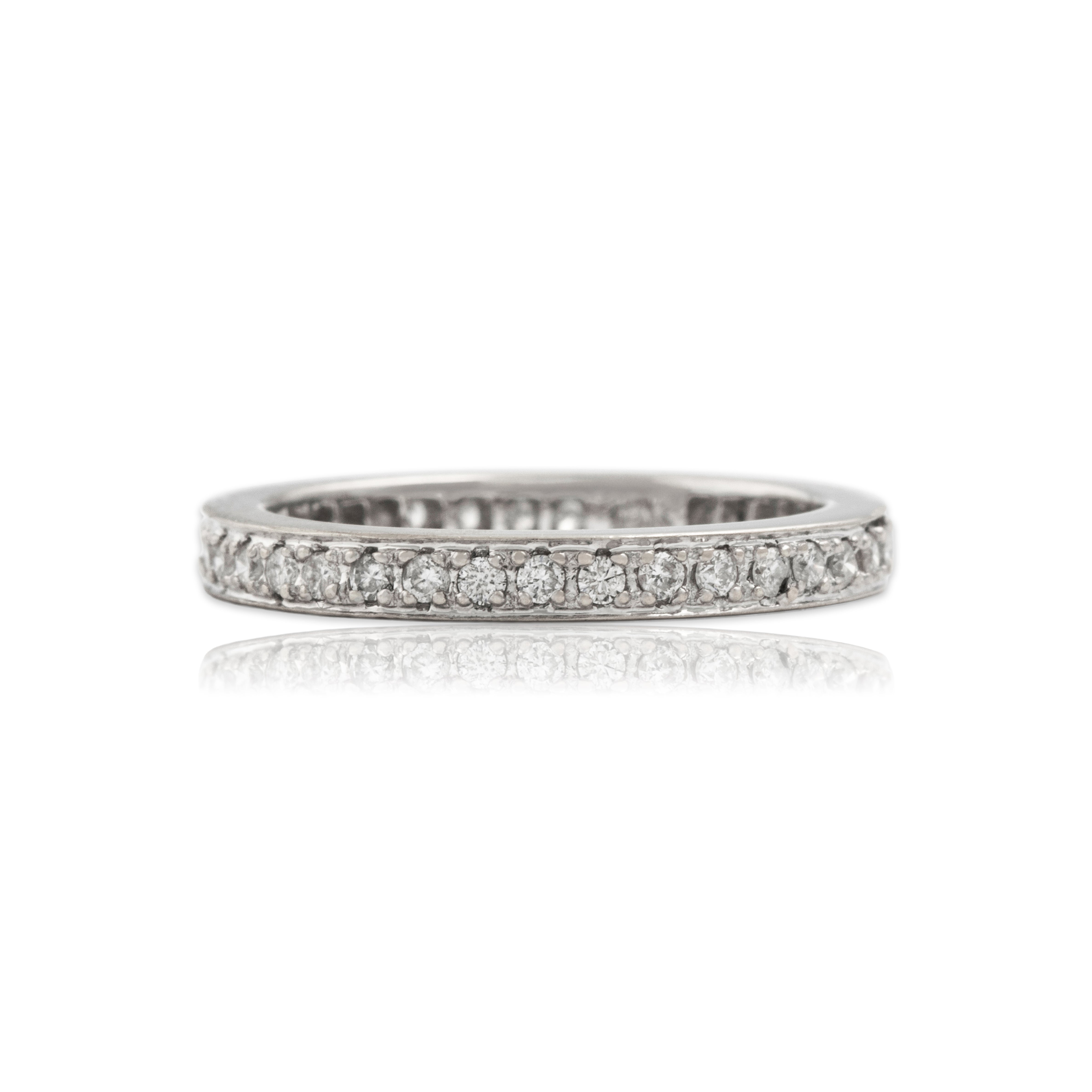 Vintage 18K White Gold .25cttw Diamond Sleek Stacking Eternity Band - Close-up view