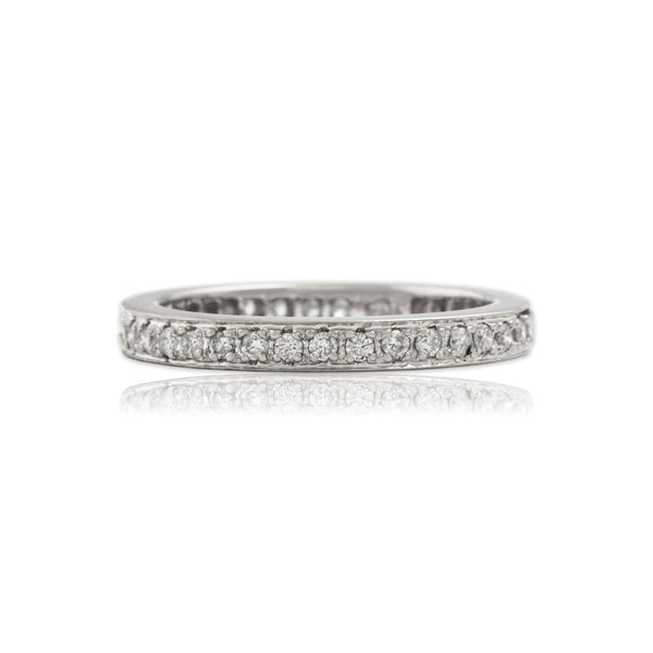 Vintage 18k White Gold Diamond Sleek Stacking Eternity Band Ring 5.00
