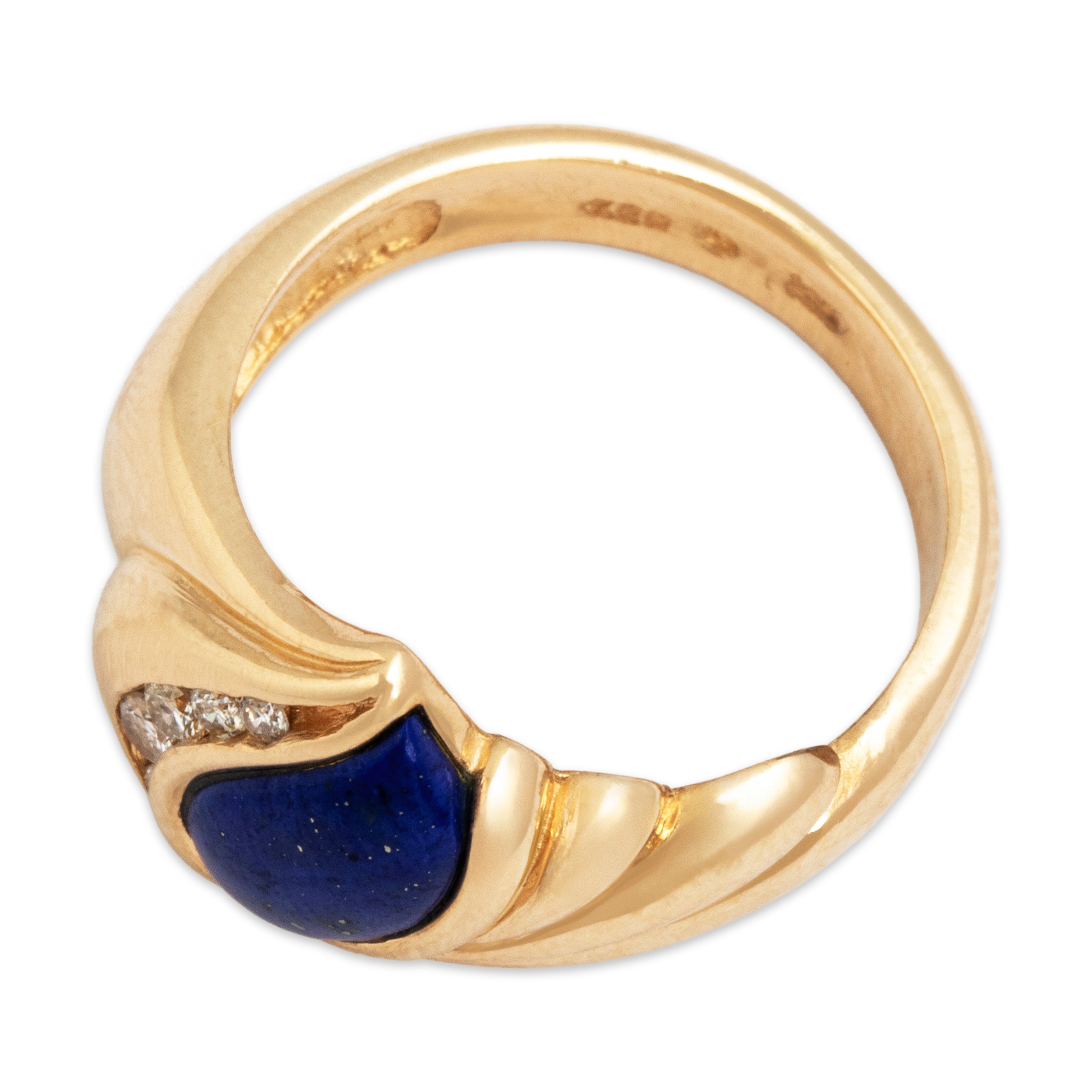 Vintage 14K Yellow Gold .03ct Diamond Bold Sculptural Wave Ring - Overall view