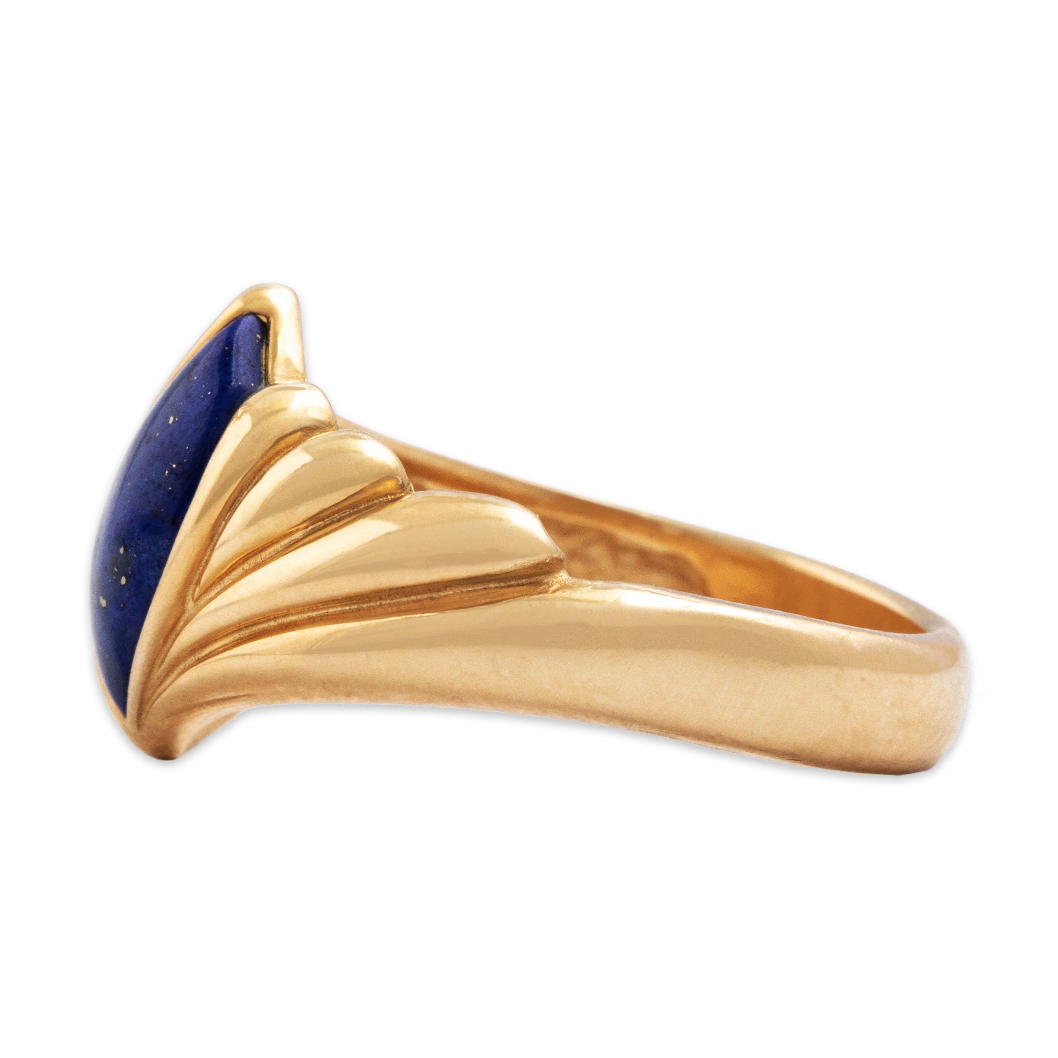 Vintage 14K Yellow Gold .03ct Diamond Bold Sculptural Wave Ring - Side view