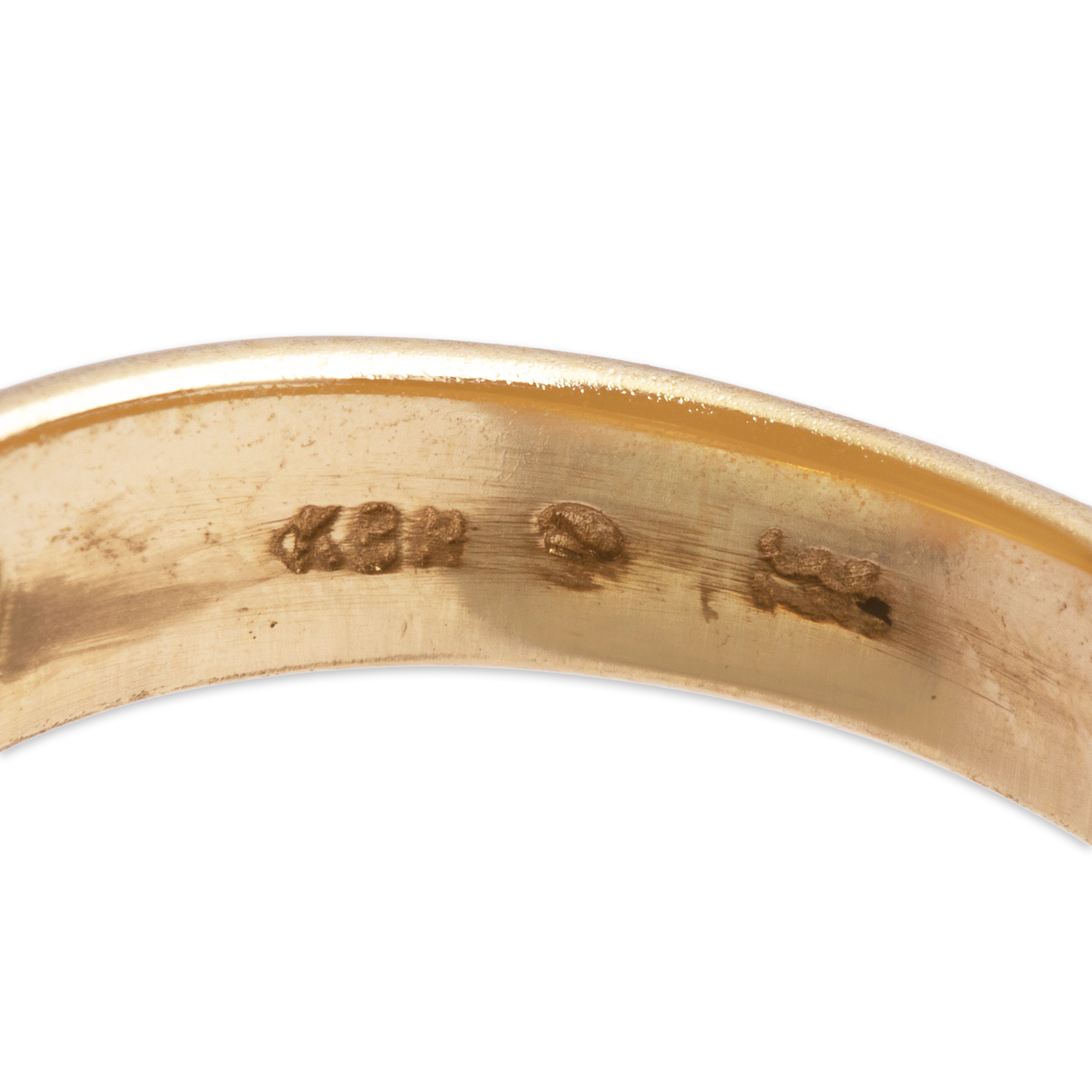 Vintage 14K Yellow Gold .03ct Diamond Bold Sculptural Wave Ring - Hallmark view