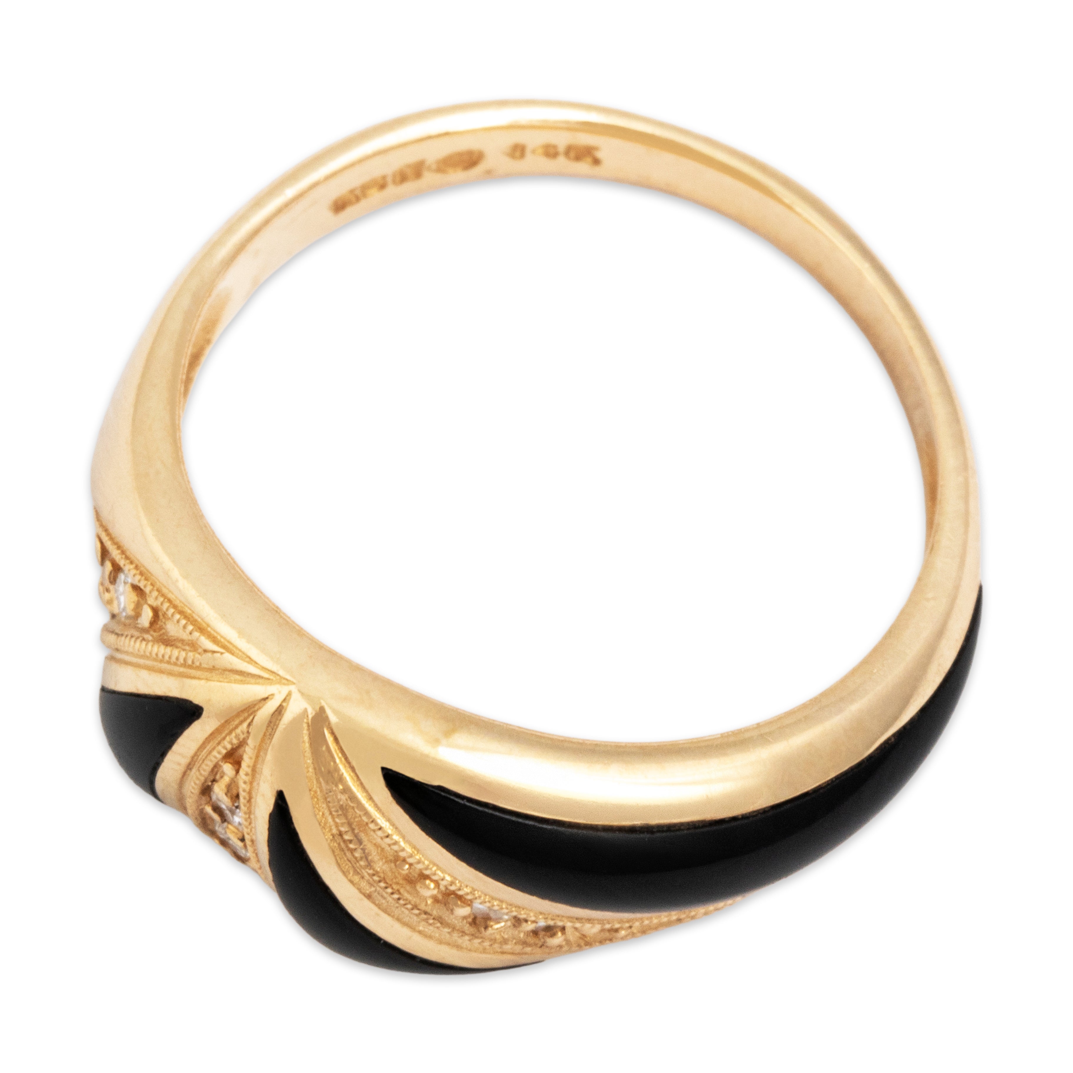 Vintage 14K Yellow Gold .01cttw Diamond Alternating Fan Ring - Overall view