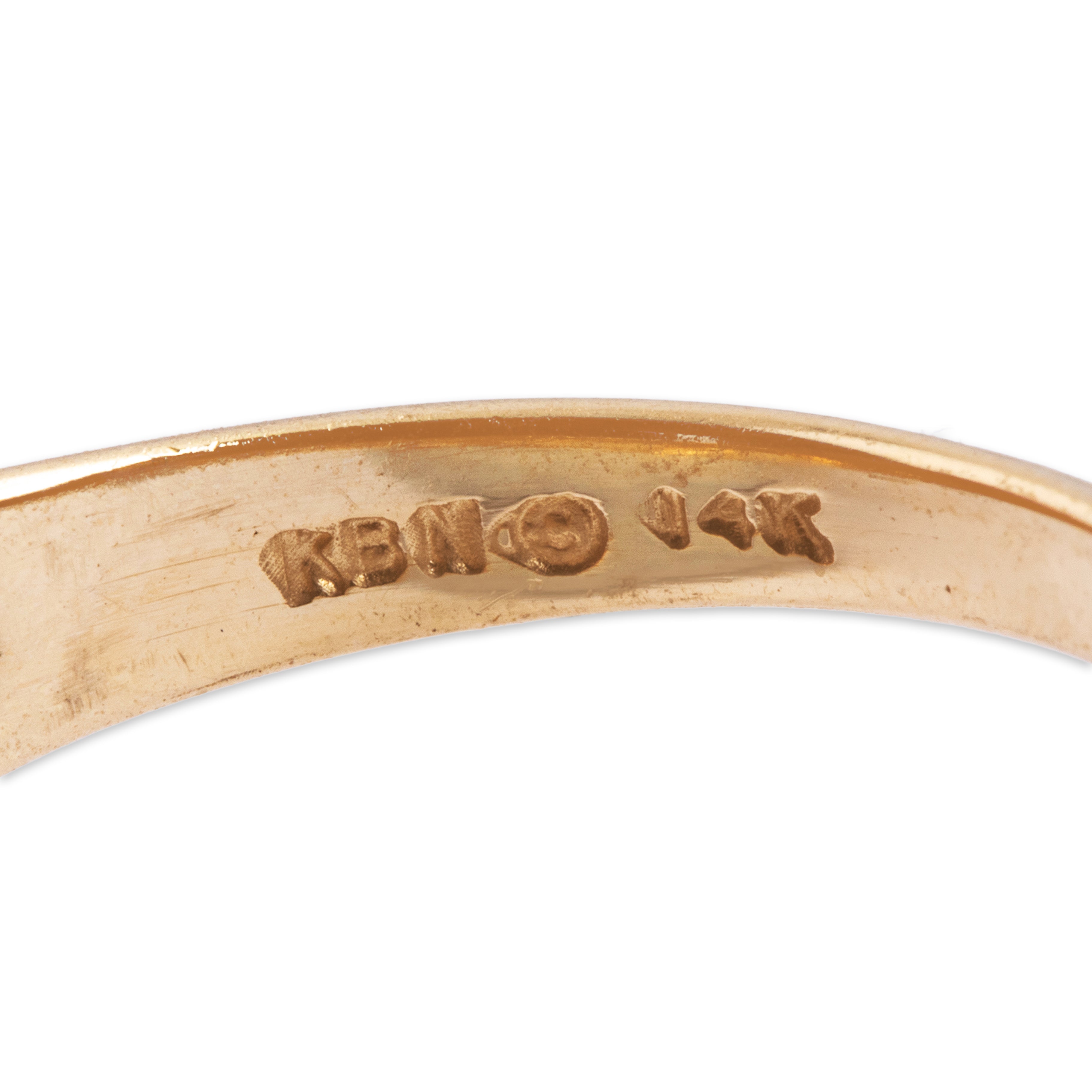 Vintage 14K Yellow Gold .01cttw Diamond Alternating Fan Ring - Hallmark view