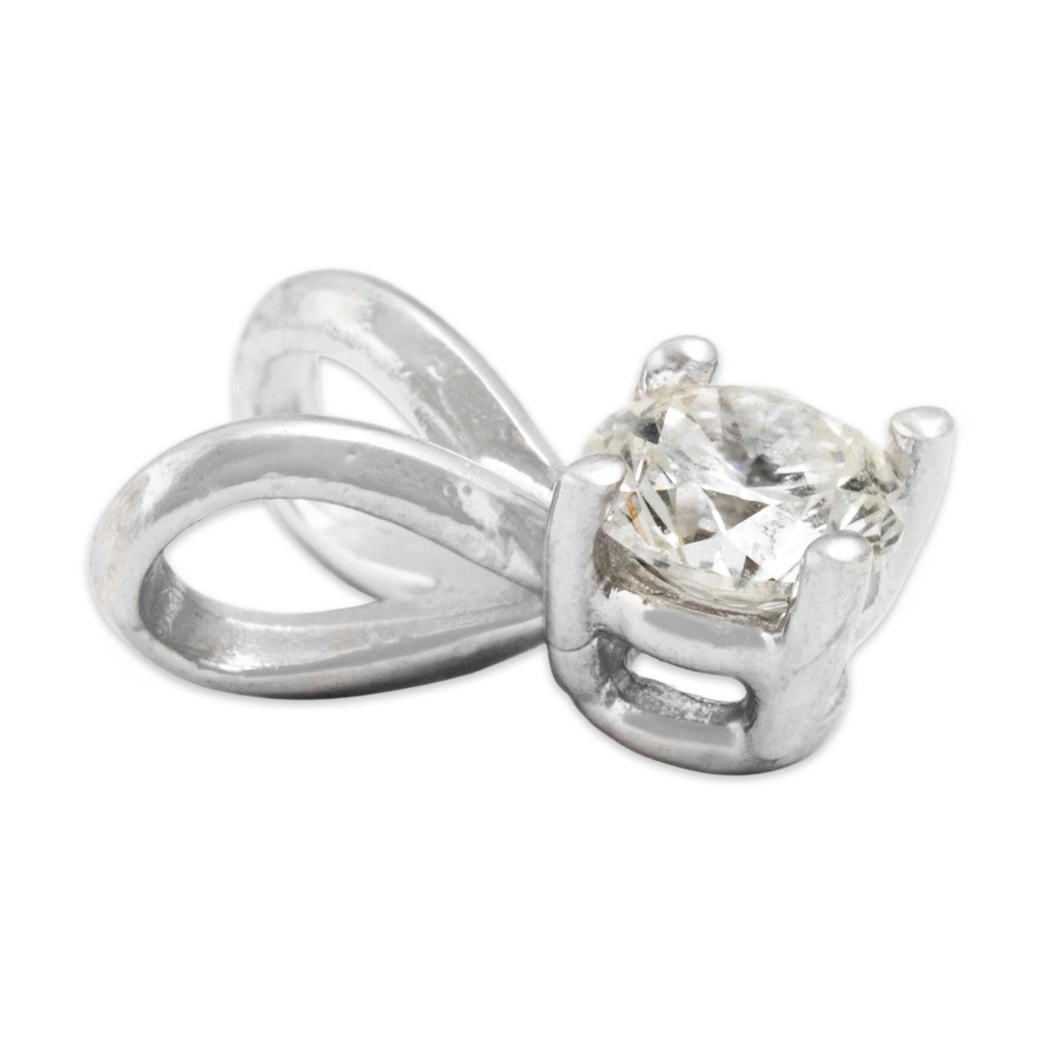 Vintage Small 14k White Gold .17ct Diamond Solitaire Pendant