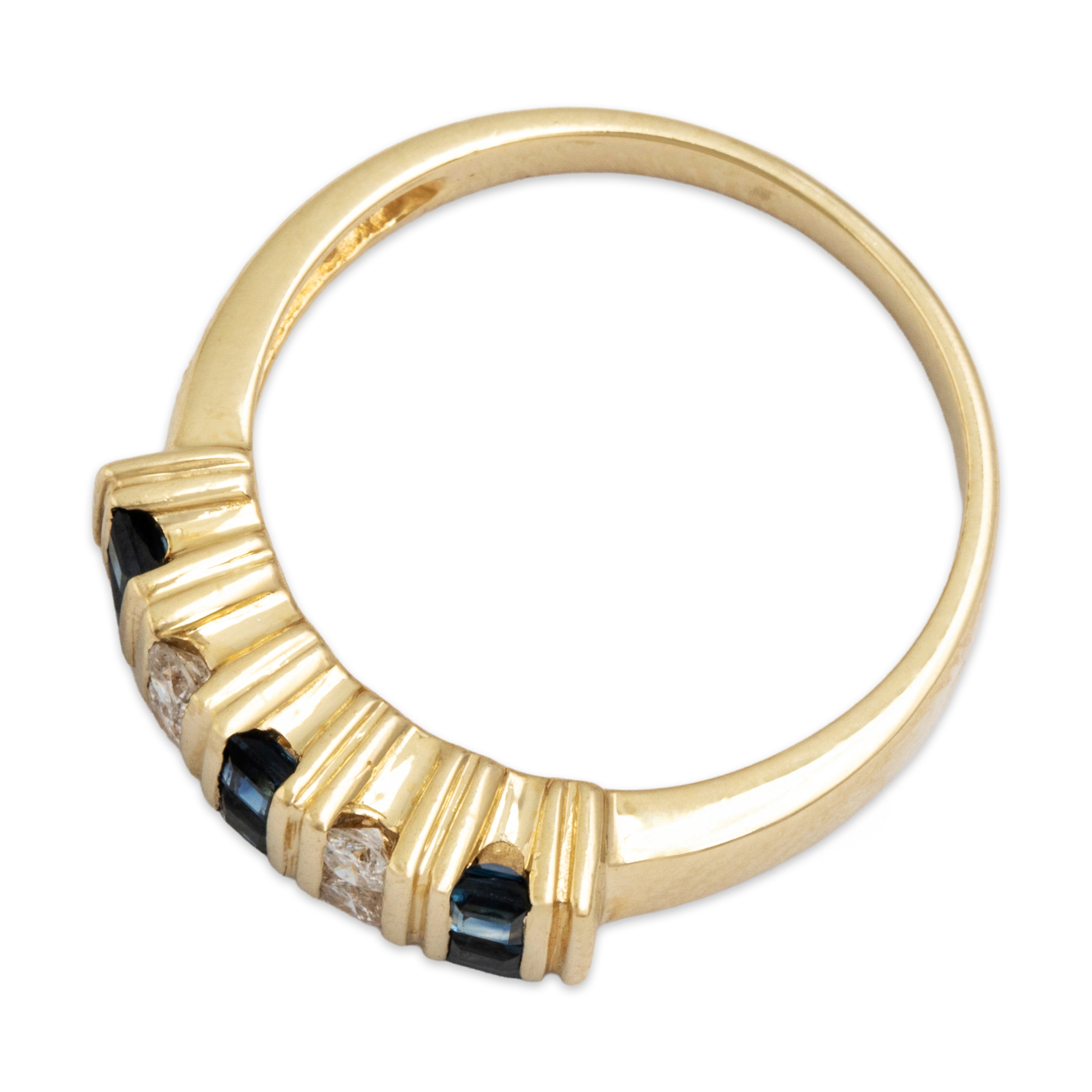 Vintage 14K Yellow Gold .35cttw Blue Sapphire Channel-Set Band Ring -Overall view