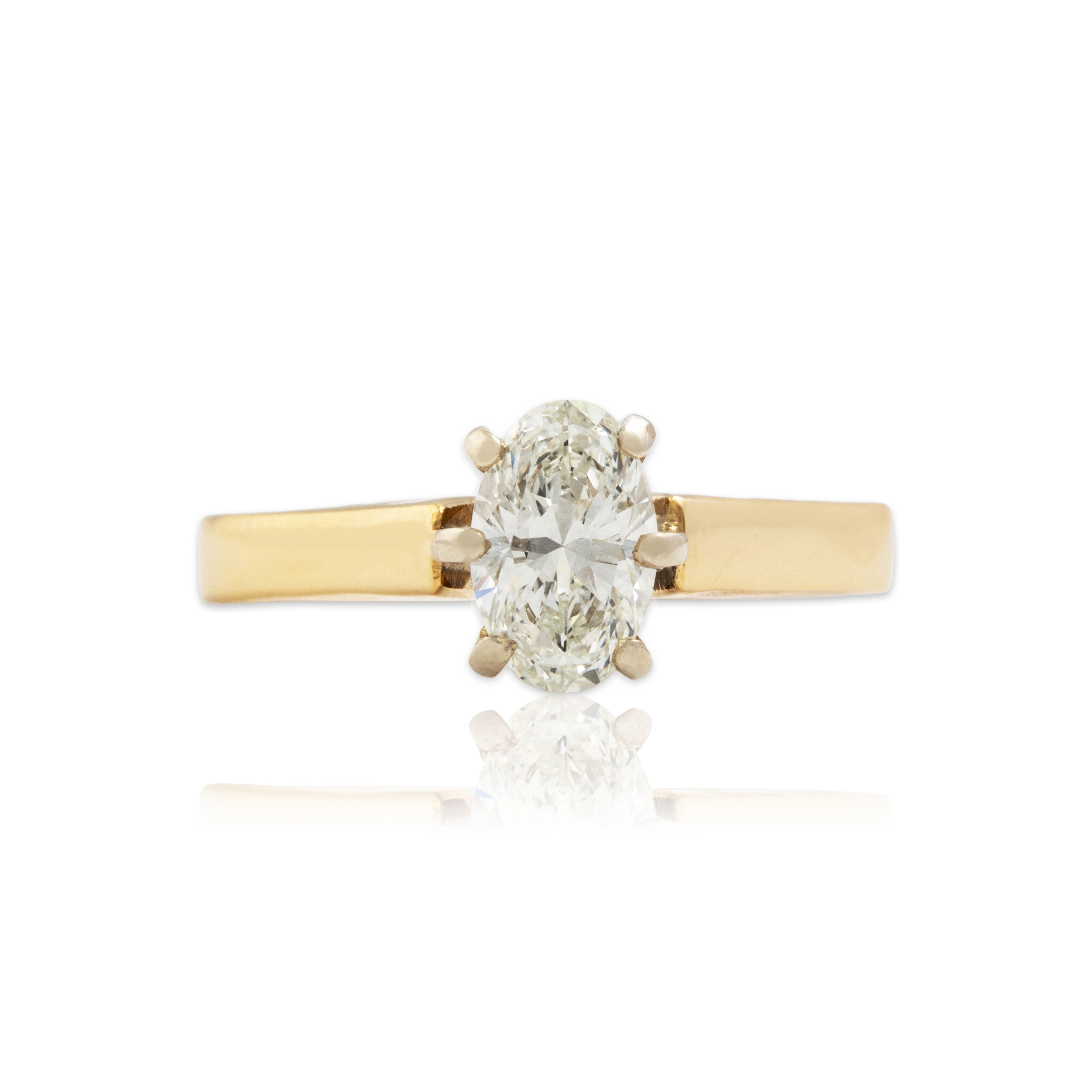 Vintage 14k Yellow Gold .82ct Diamond Fabulous Oval Solitaire Ring 6.25