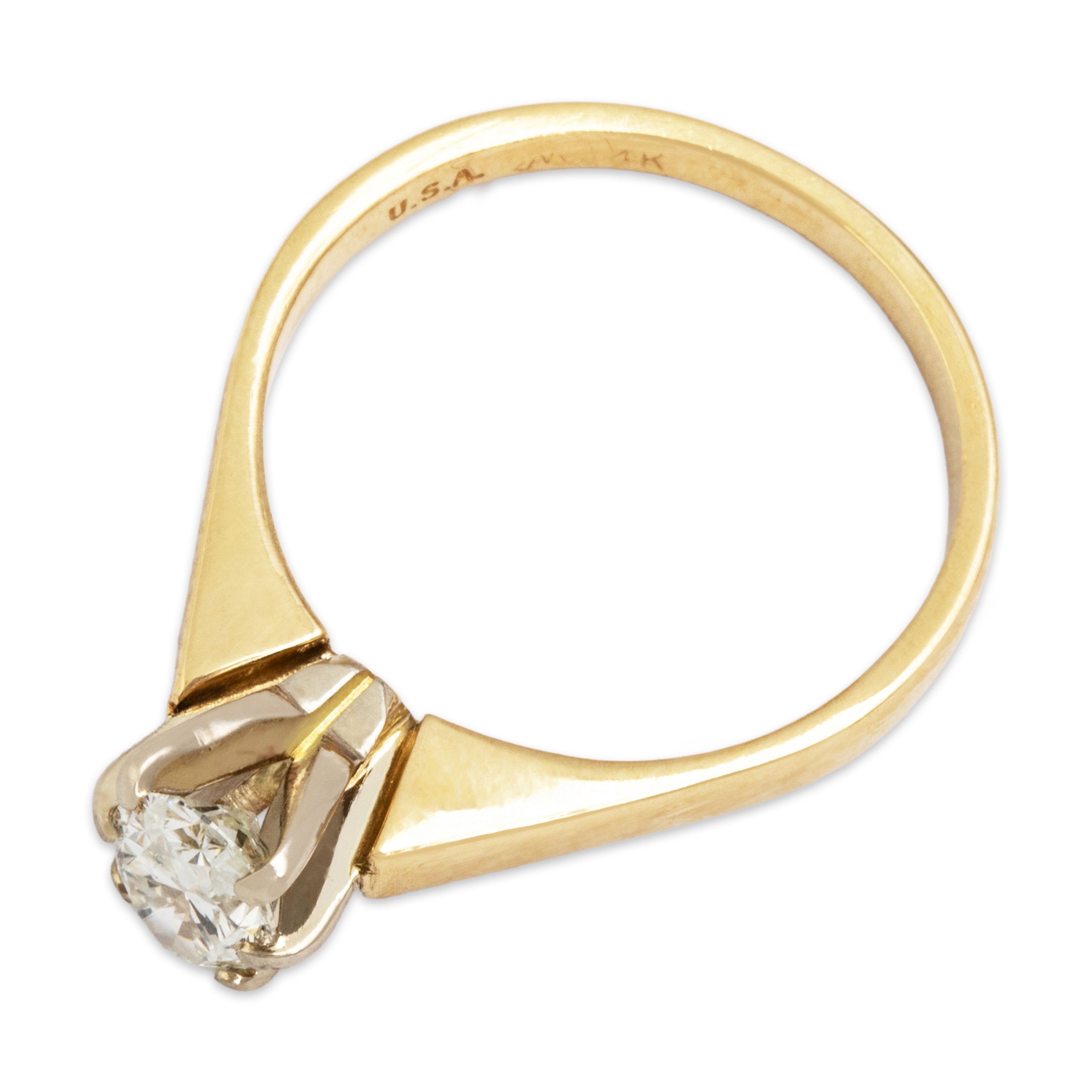 Vintage 14K Yellow Gold .82ct Diamond Oval Solitaire Ring - Overall view