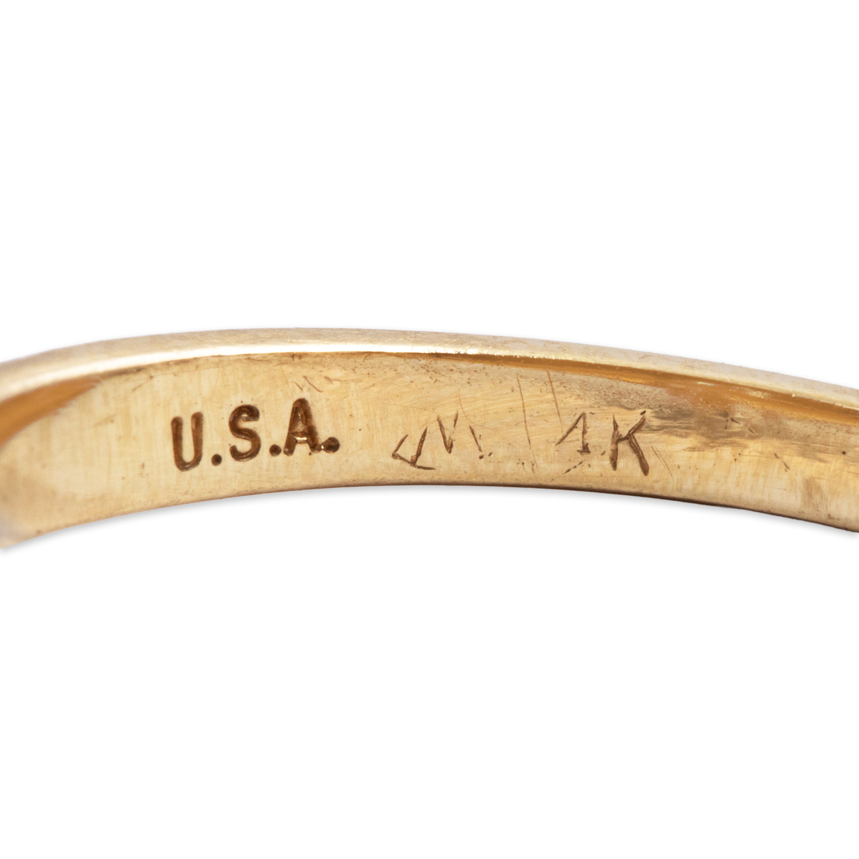 Vintage 14K Yellow Gold .82ct Diamond Oval Solitaire Ring - Hallmark view