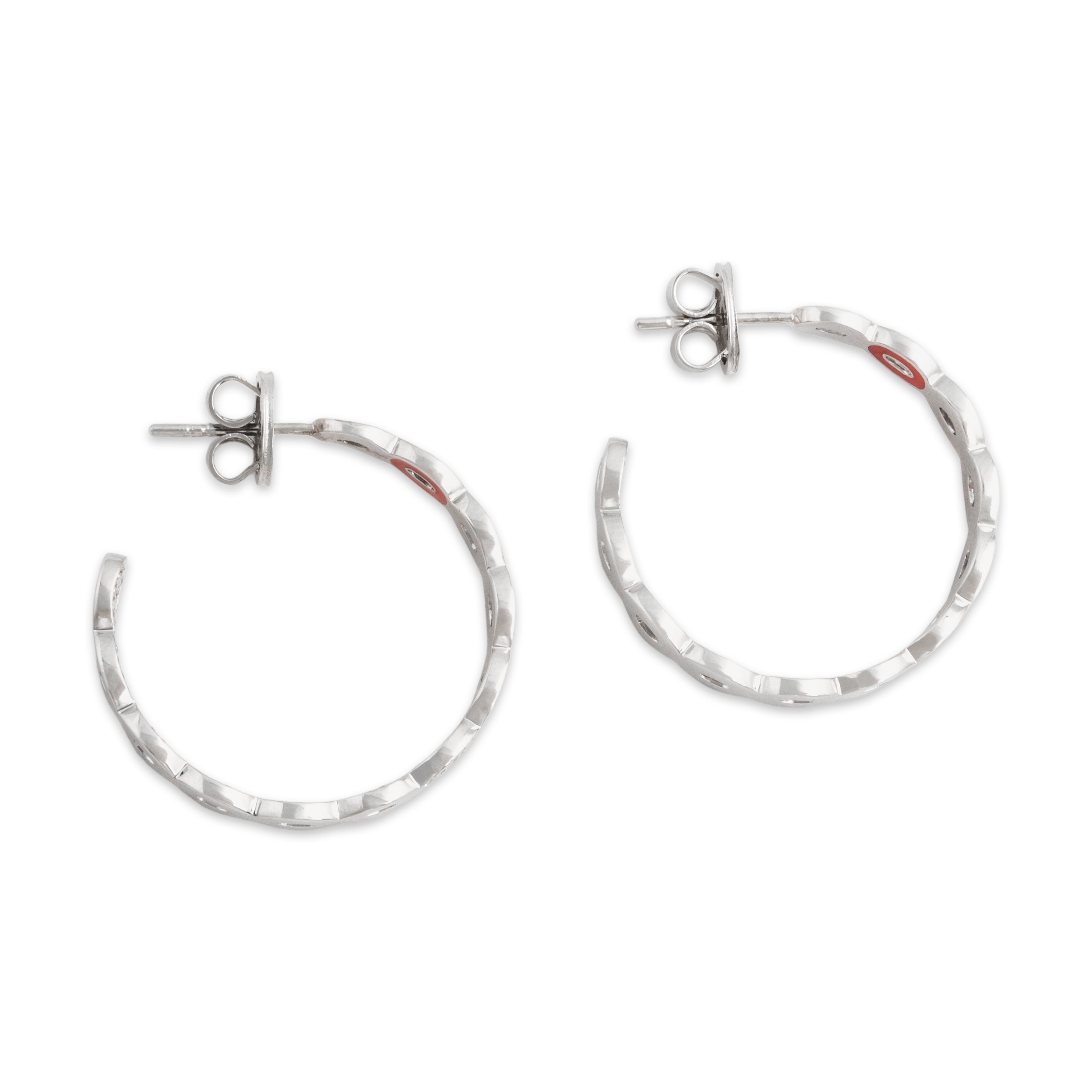 Estate 18k White Gold .94cttw Diamond Inside-Out Oval Large Hoop Earrings