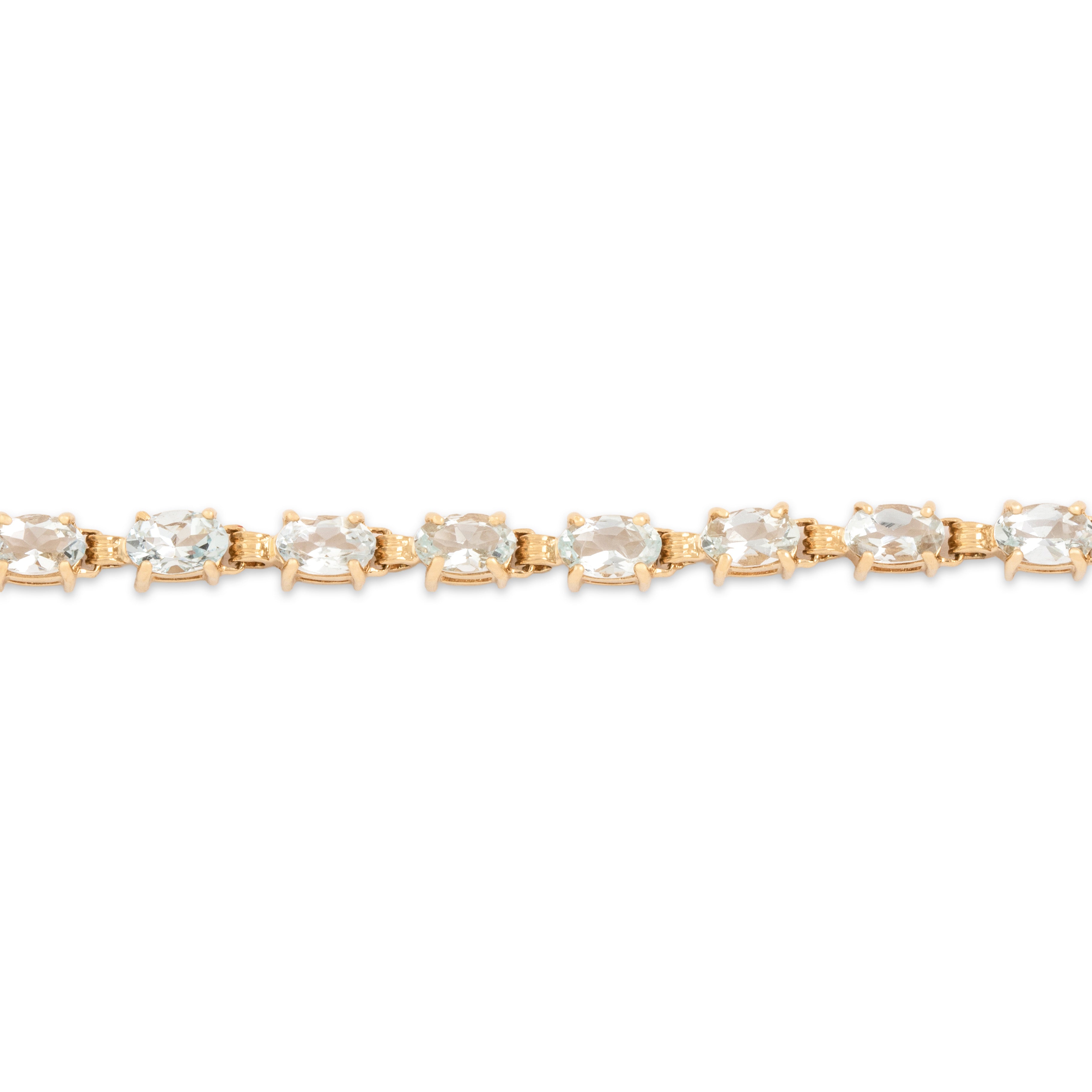 Vintage 14k Yellow Gold 4.61cttw Aquamarine Stunning Oval Tennis Bracelet 6.75
