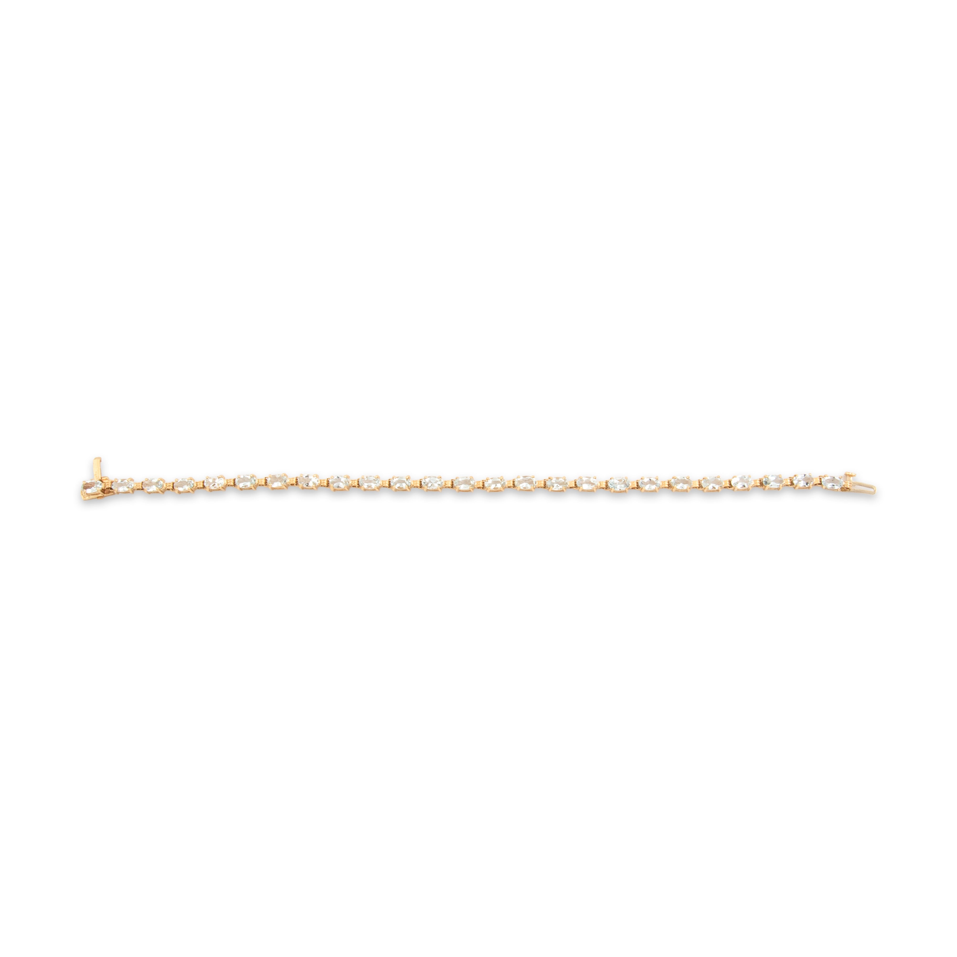 Vintage 14k Yellow Gold 4.61cttw Aquamarine Stunning Oval Tennis Bracelet 6.75