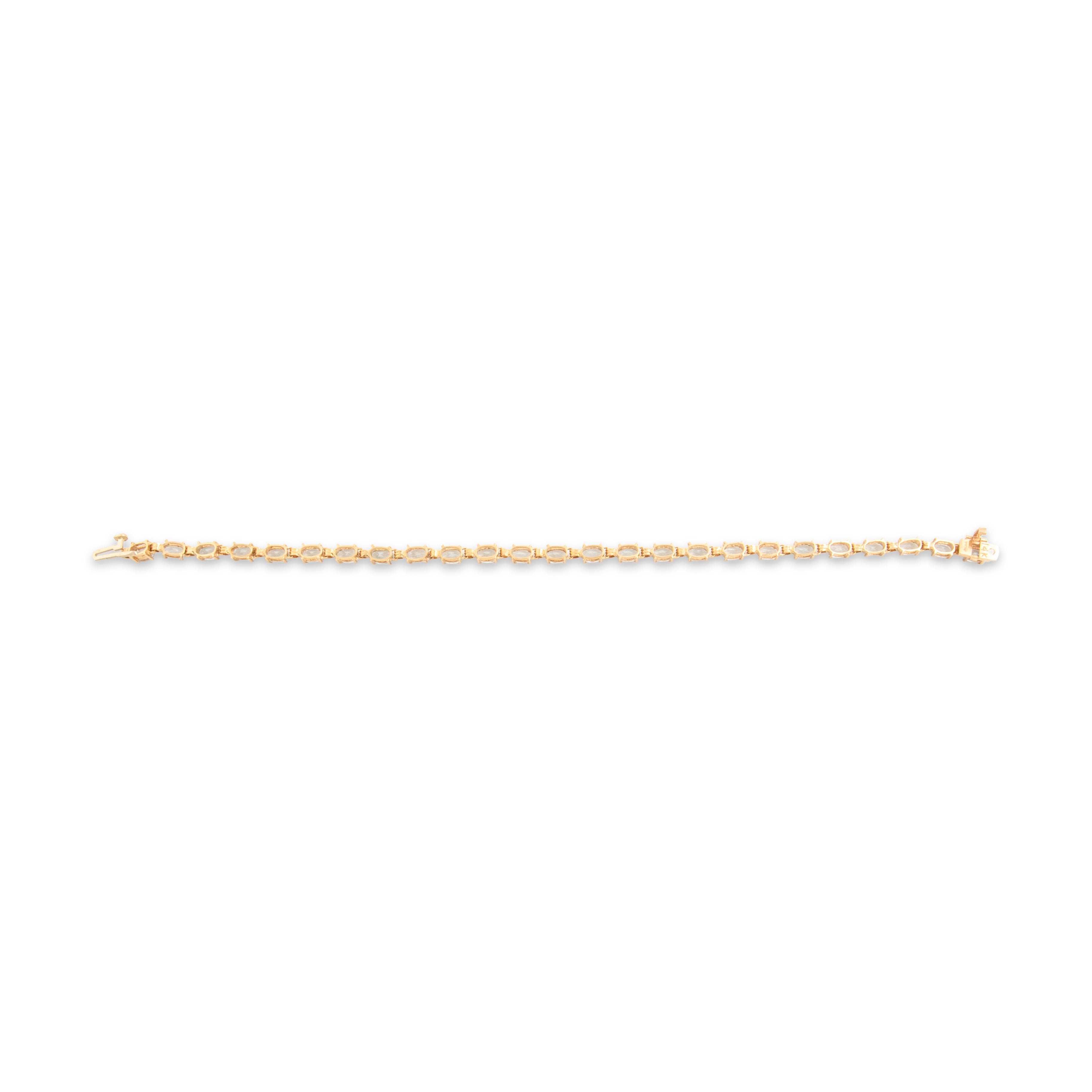 Vintage 14k Yellow Gold 4.61cttw Aquamarine Stunning Oval Tennis Bracelet 6.75