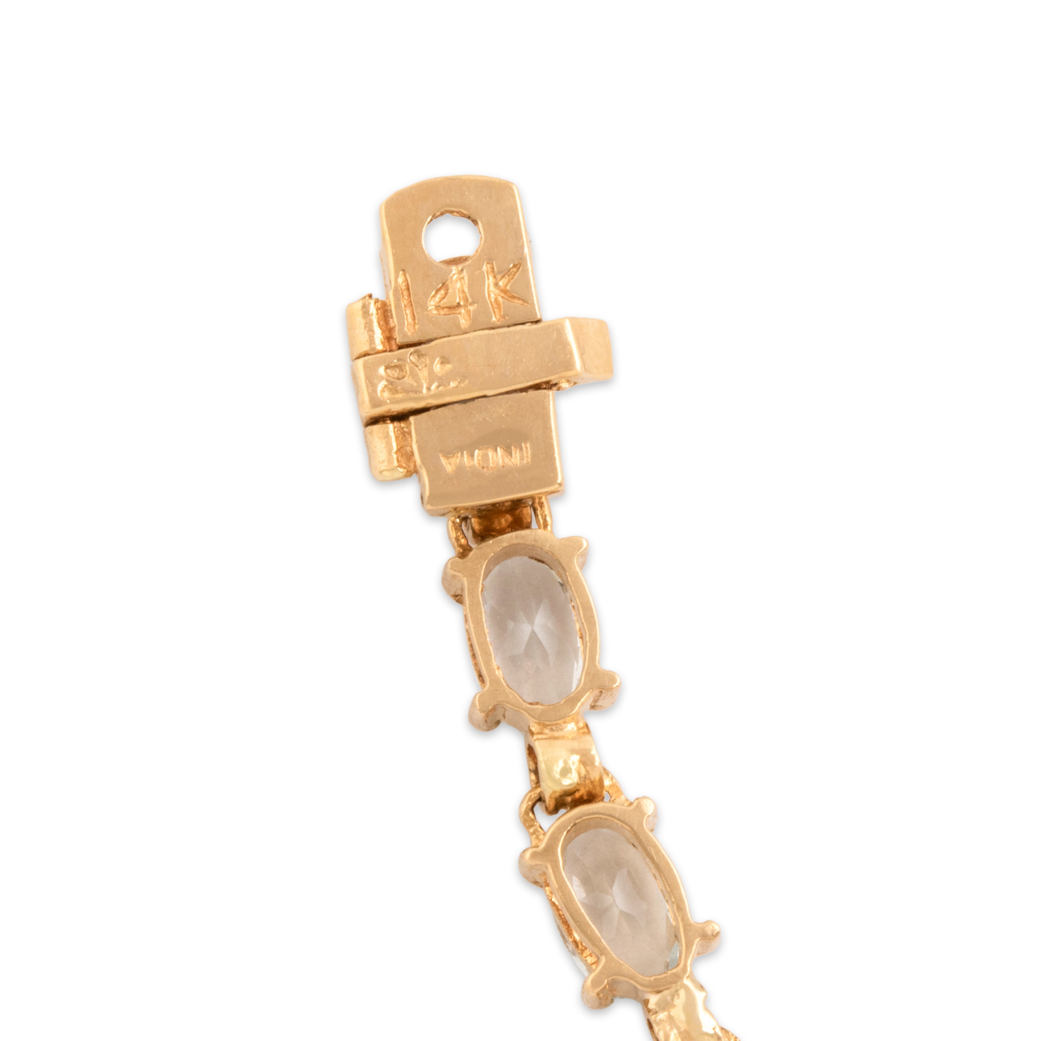 Vintage 14k Yellow Gold 4.61cttw Aquamarine Stunning Oval Tennis Bracelet - Hallmark view