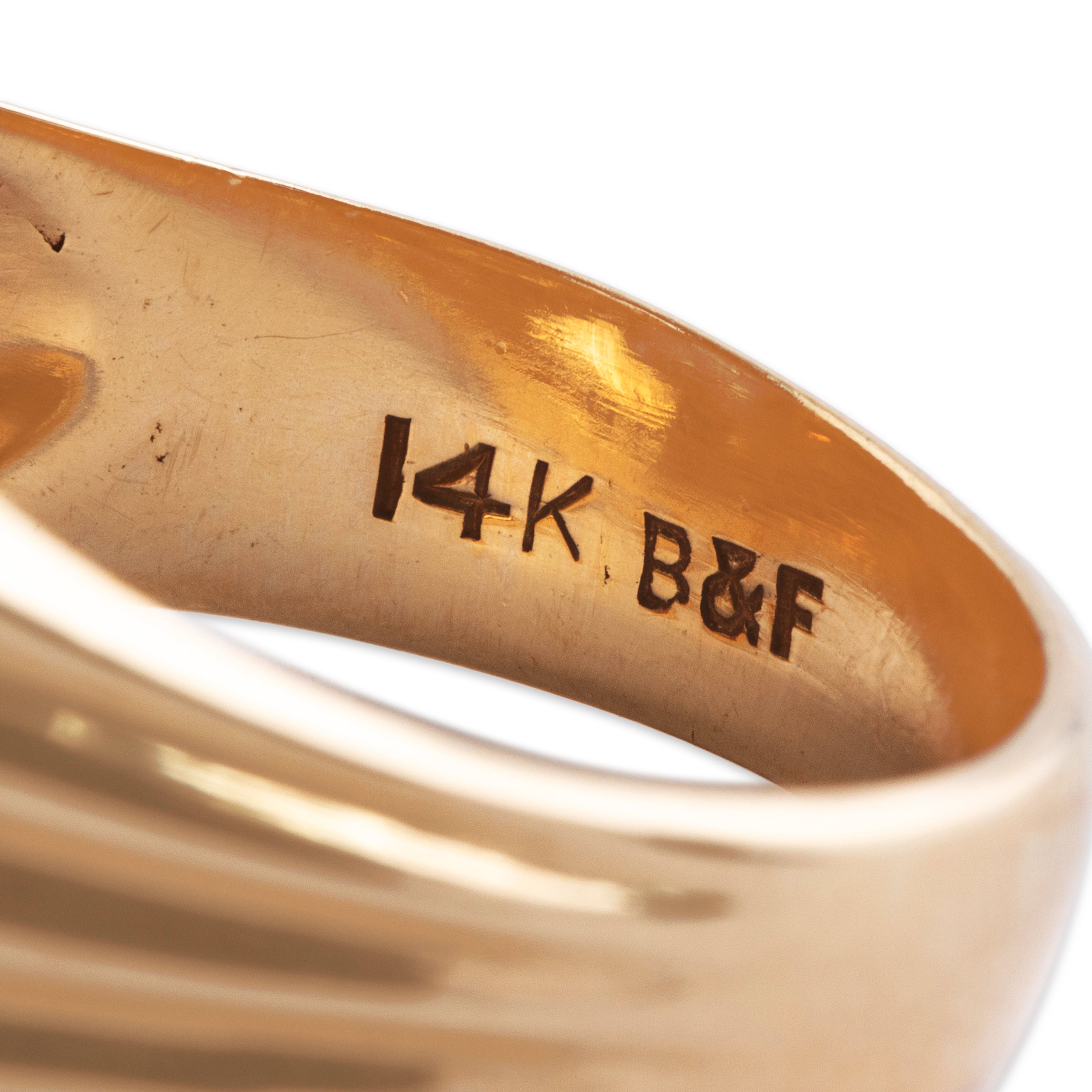 Vintage 14K Yellow & White Gold .32ct Old European Cut Diamond Ring - Hallmark view