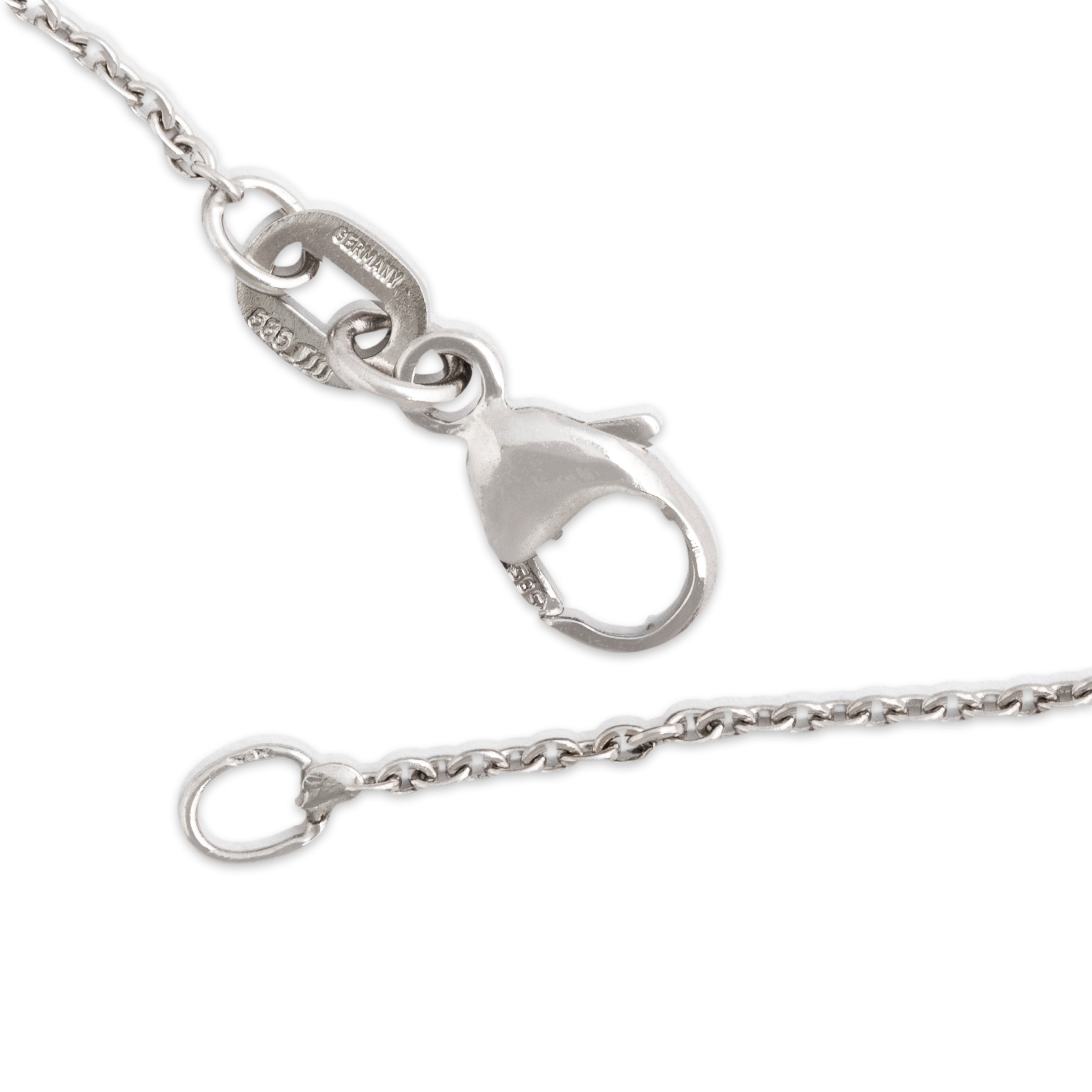 Vintage 14K White Gold 1.66ct Blue Sapphire Sparkling Halo Slide Necklace - clasp view