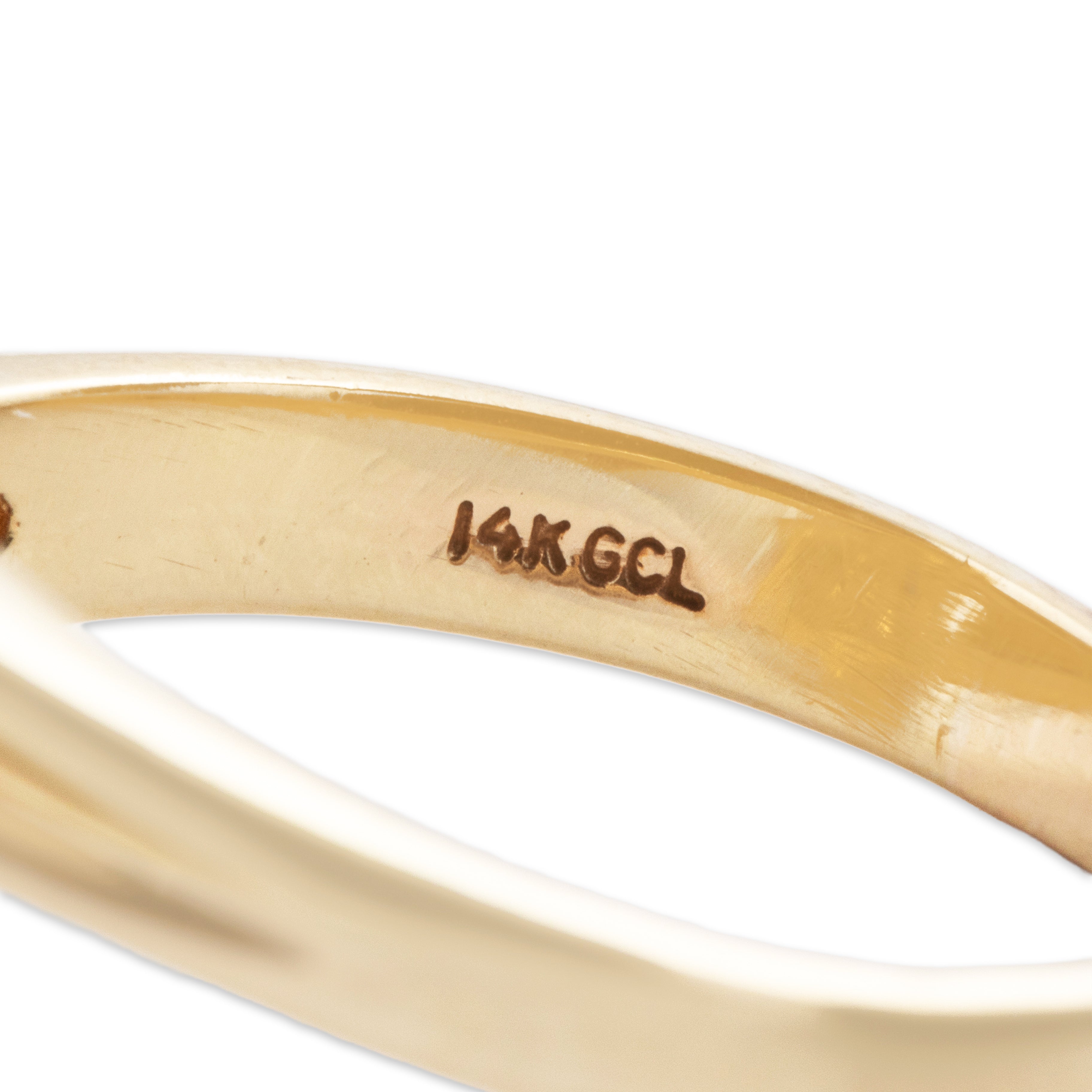 Vintage 14K Yellow Gold .23cttw Blue Sapphire Bypass Ring - Hallmark view