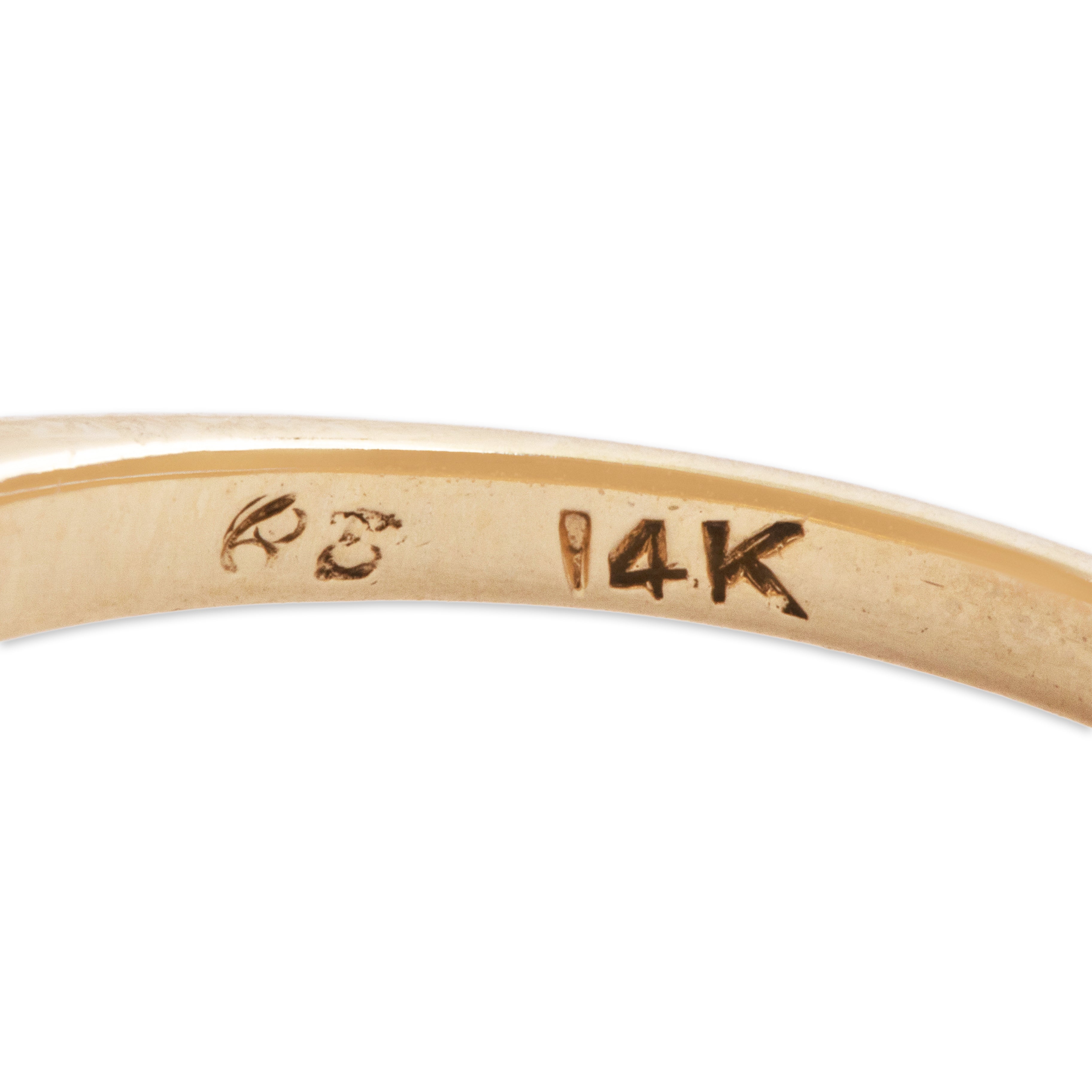 Vintage 14K Yellow & White Gold .54ct Diamond Square-Set Solitaire Ring - Hallmark view