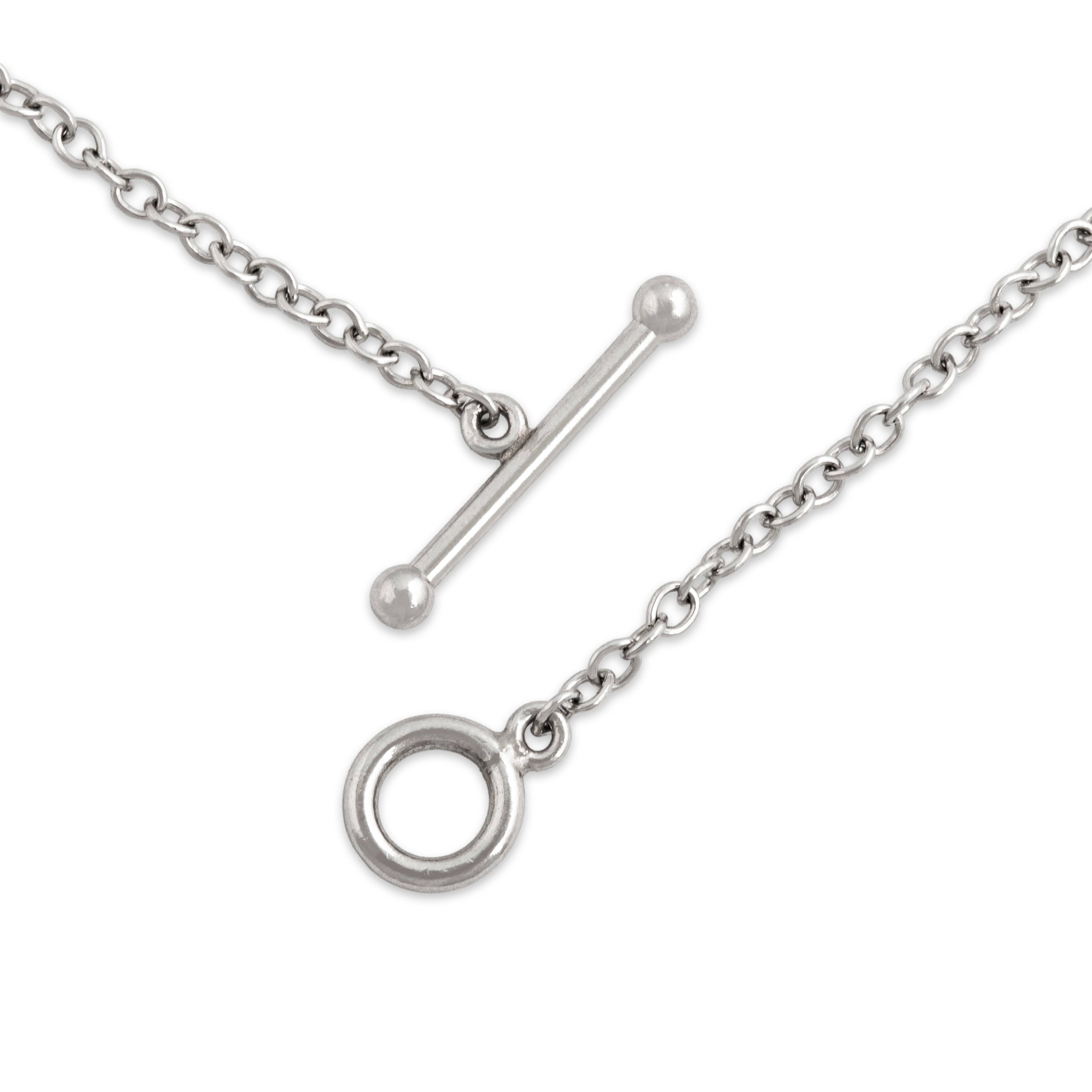 Vintage Platinum Diamond Botanical Station Toggle Clasp Necklace - clasp view