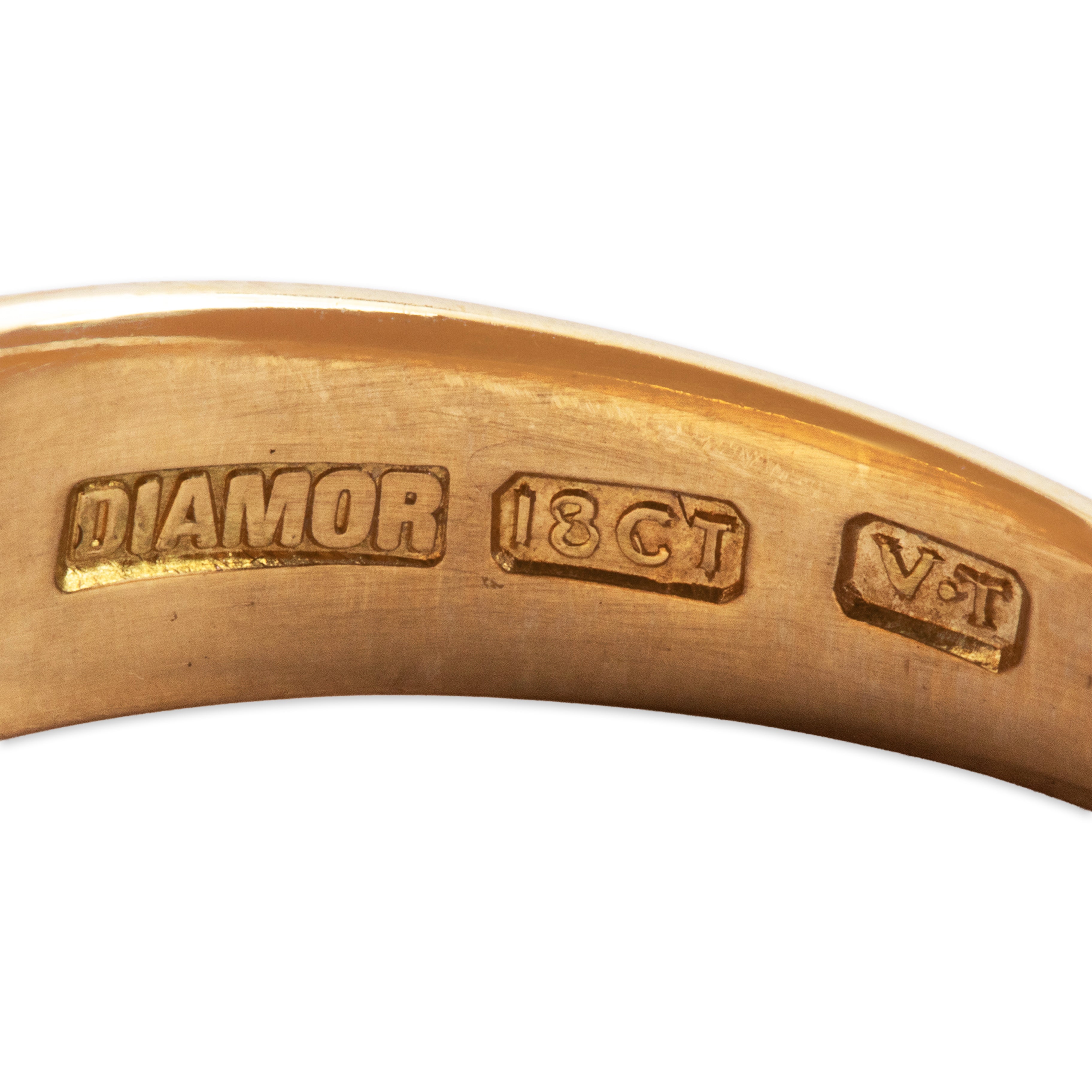 Vintage 18k Yellow and 18k Rose Gold .71ct Champagne Diamond Ring - Hallmark view