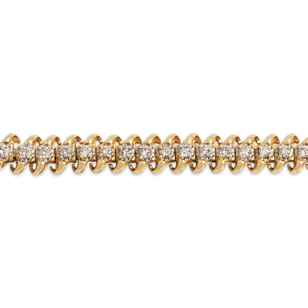 Vintage 14k Yellow Gold 1.61cttw Diamond Orbital Tennis Bracelet 6.75