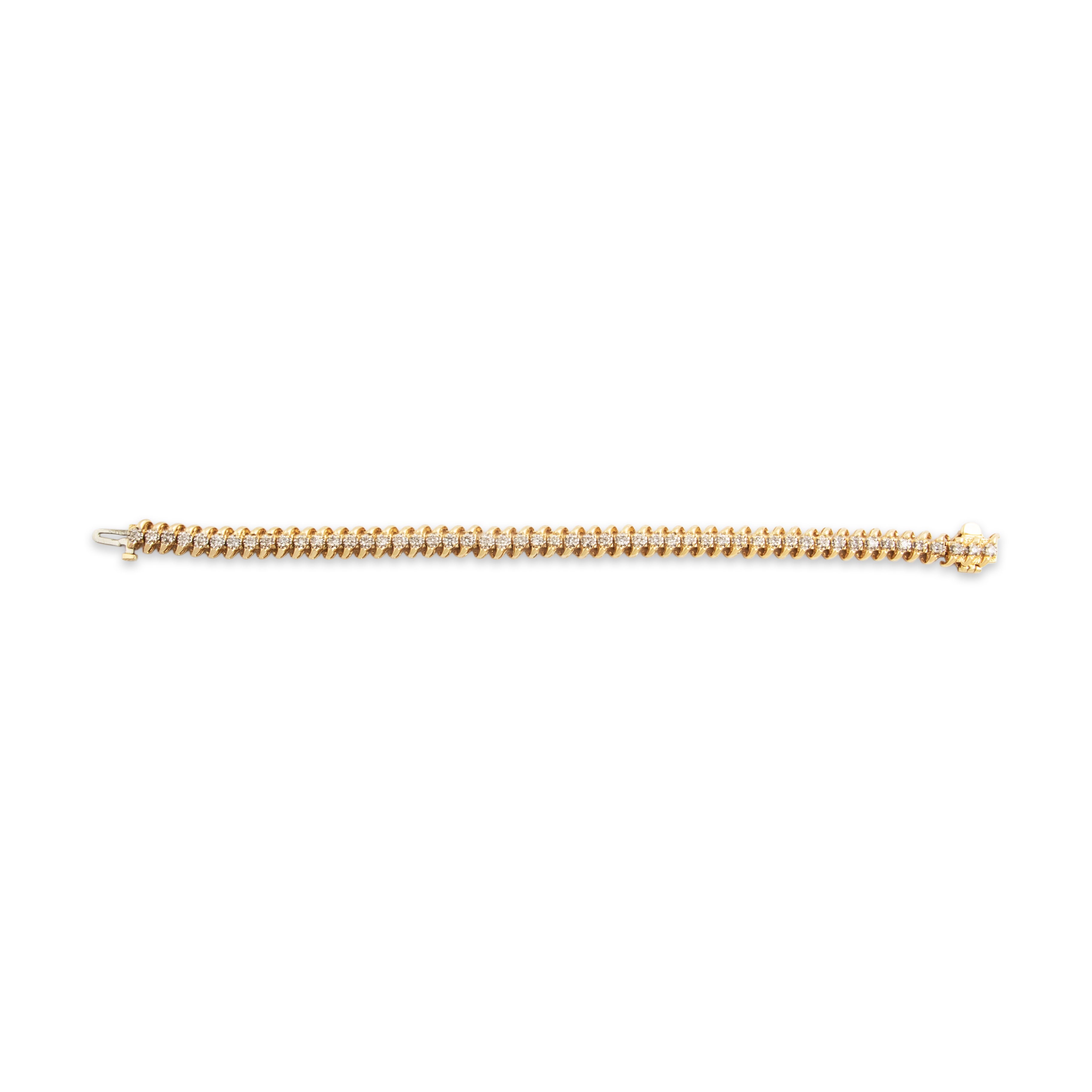 Vintage 14k Yellow Gold 1.61ct Diamond Orbital Tennis Bracelet - Overall view