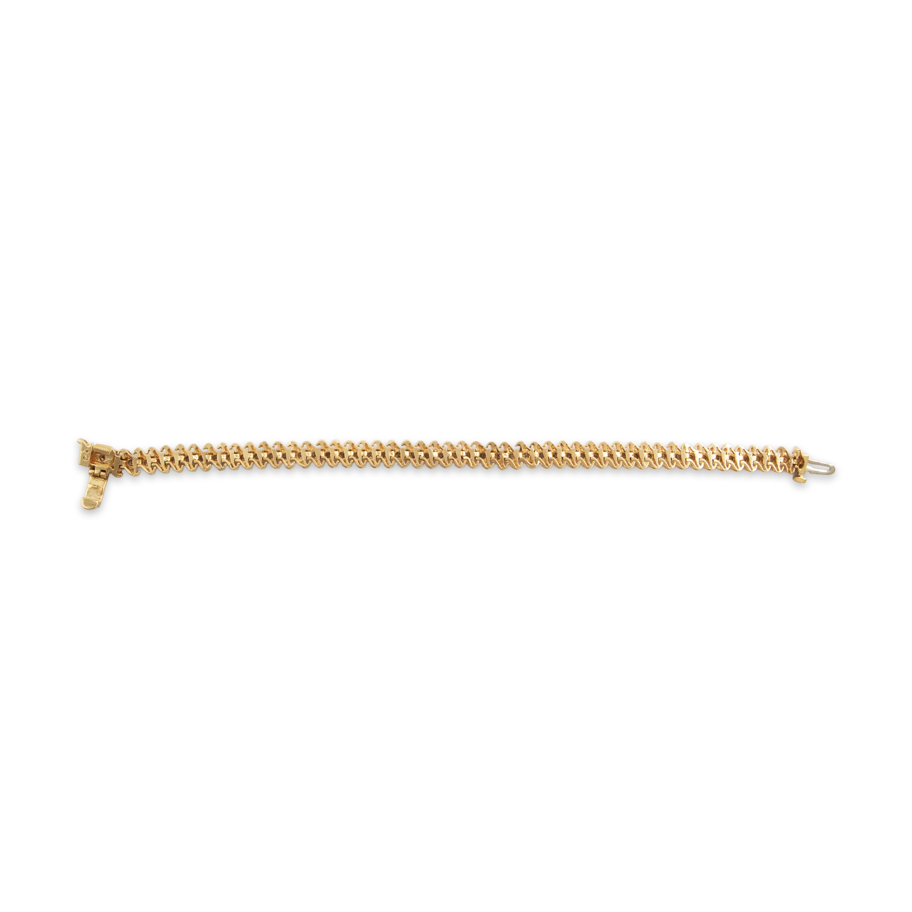Vintage 14k Yellow Gold 1.61ct Diamond Orbital Tennis Bracelet - Back view