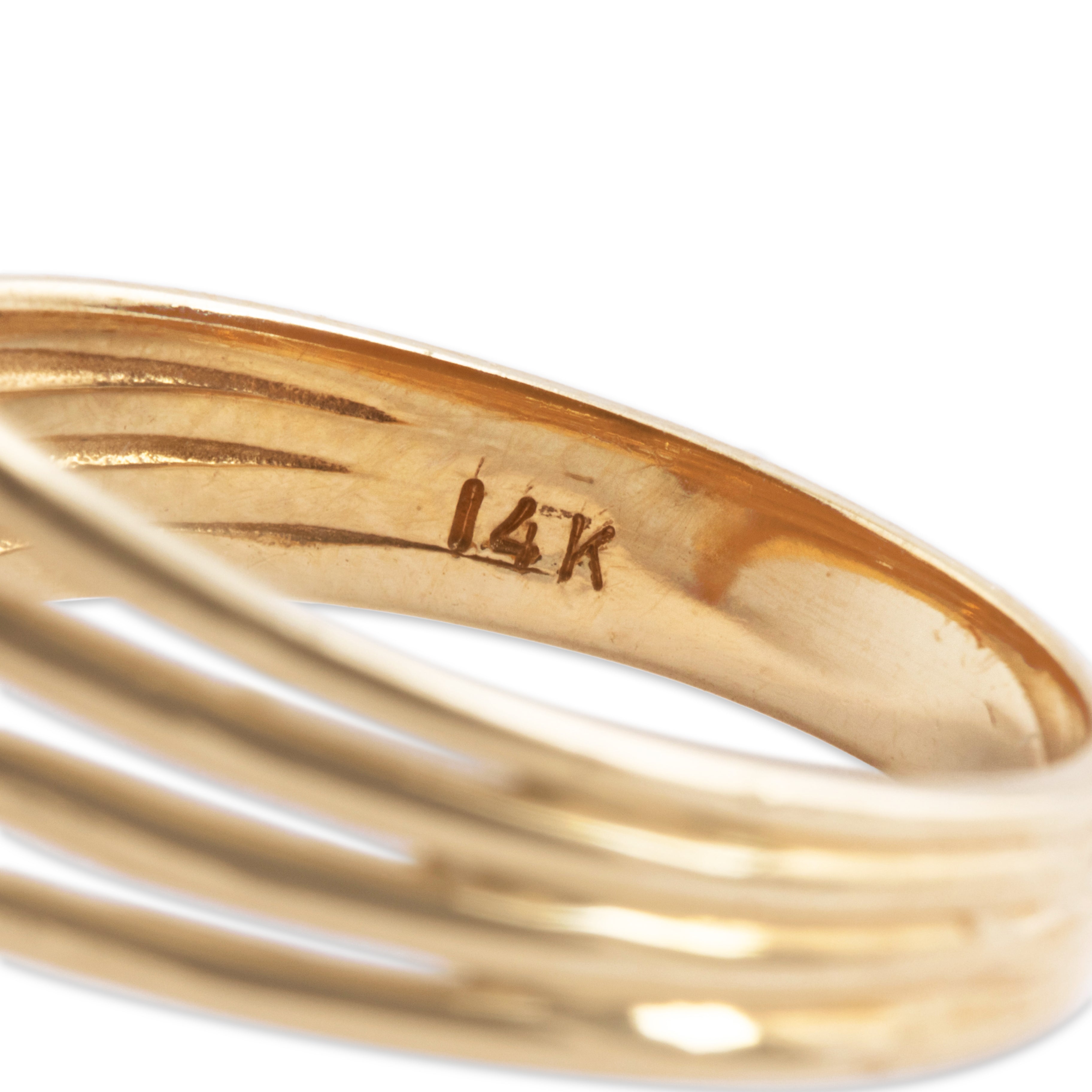 Vintage 14k Yellow Gold Ruby and Diamond Snaking Line Ring - Hallmark view