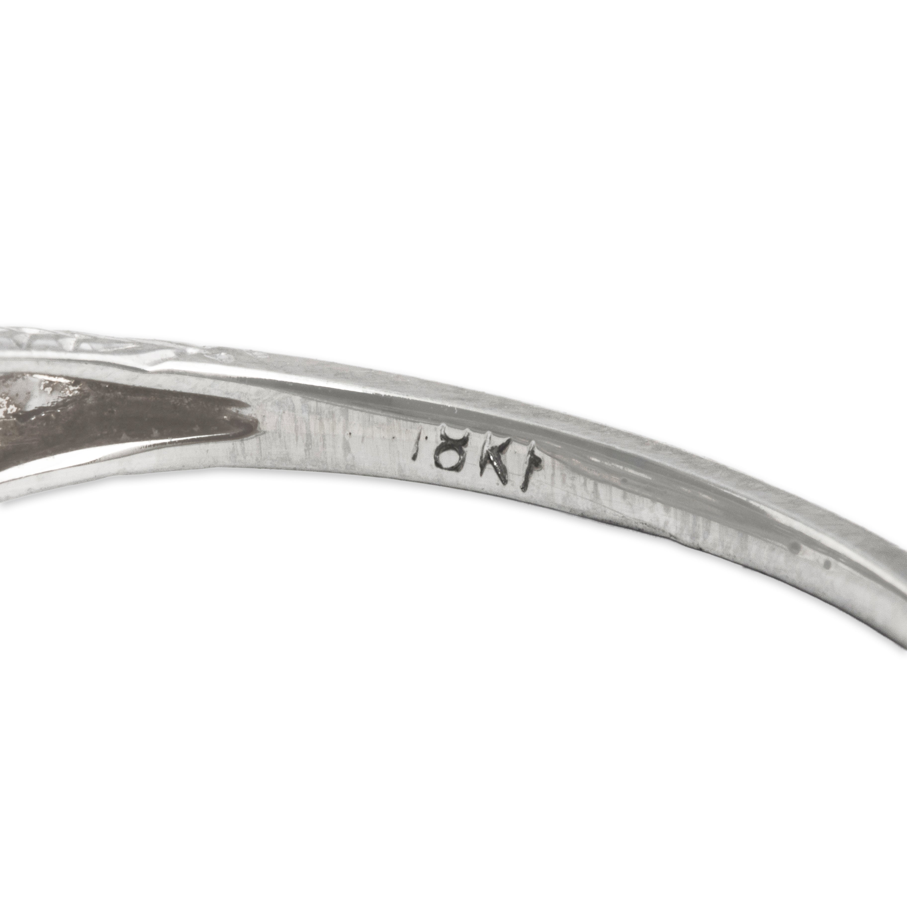 Vintage 18k White Gold Diamond Bar Trio Ring - Hallmark view