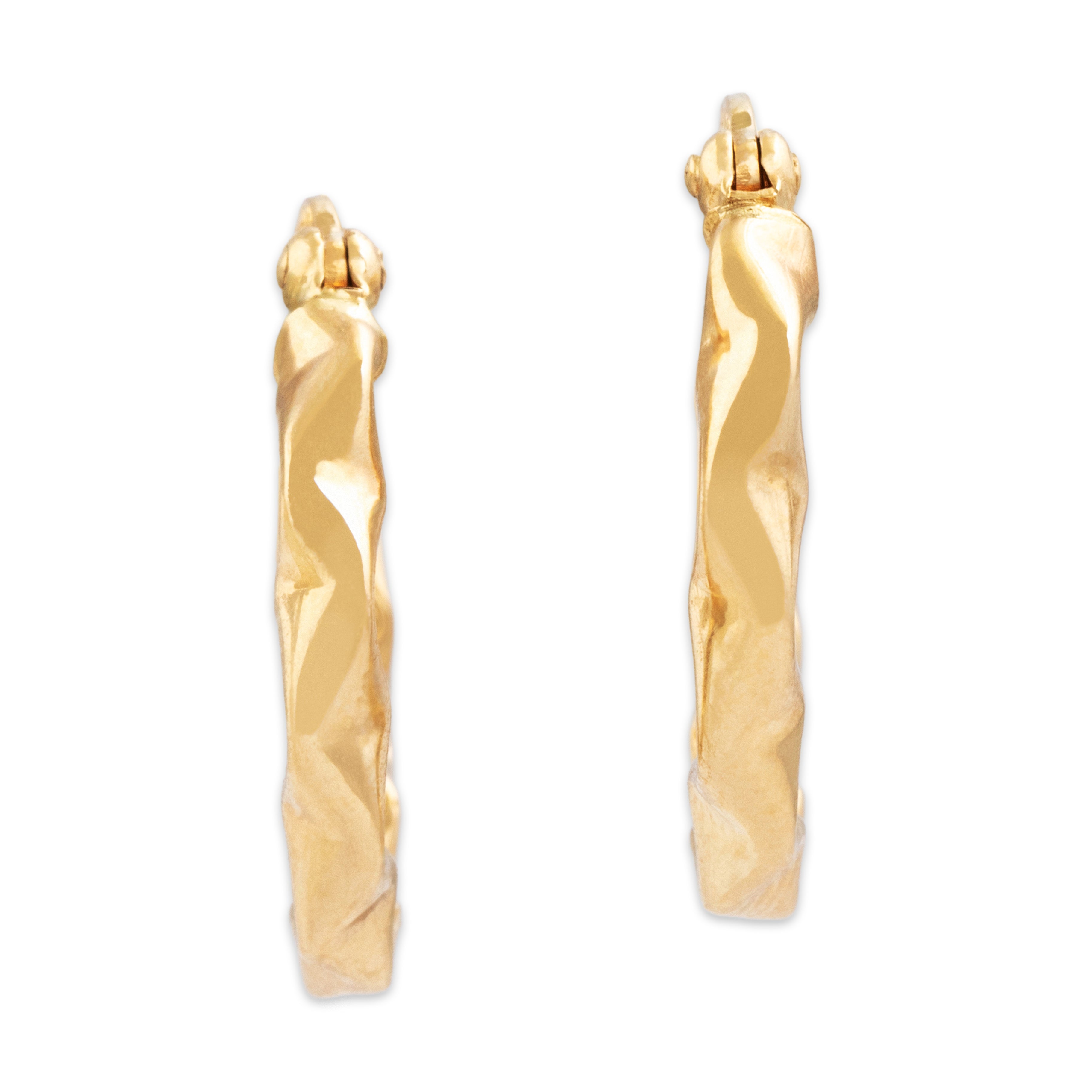 Vintage 14k Yellow Gold Zig-Zag Hoop Earrings - Overall view