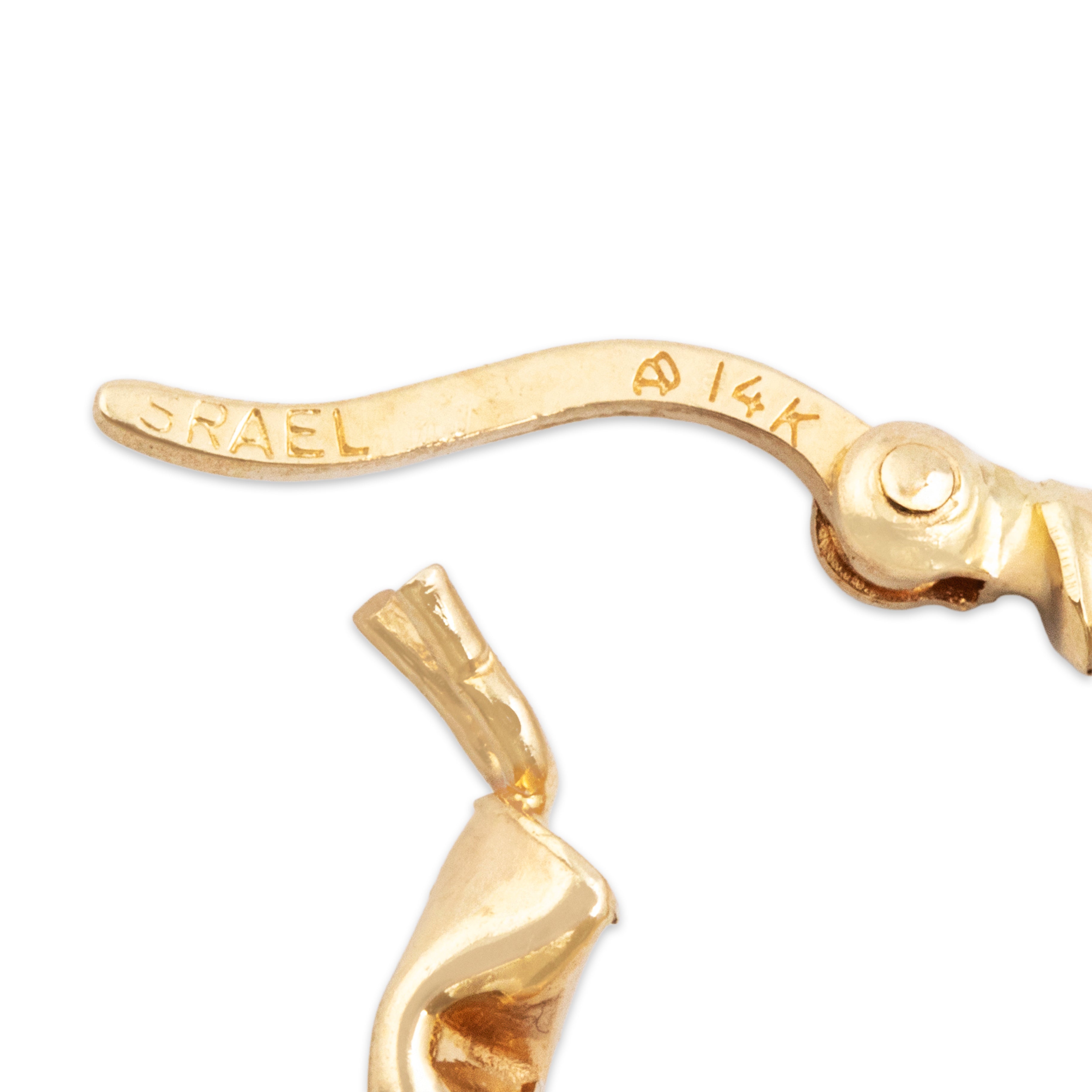 Vintage 14k Yellow Gold Zig-Zag Hoop Earrings - Hallmark view