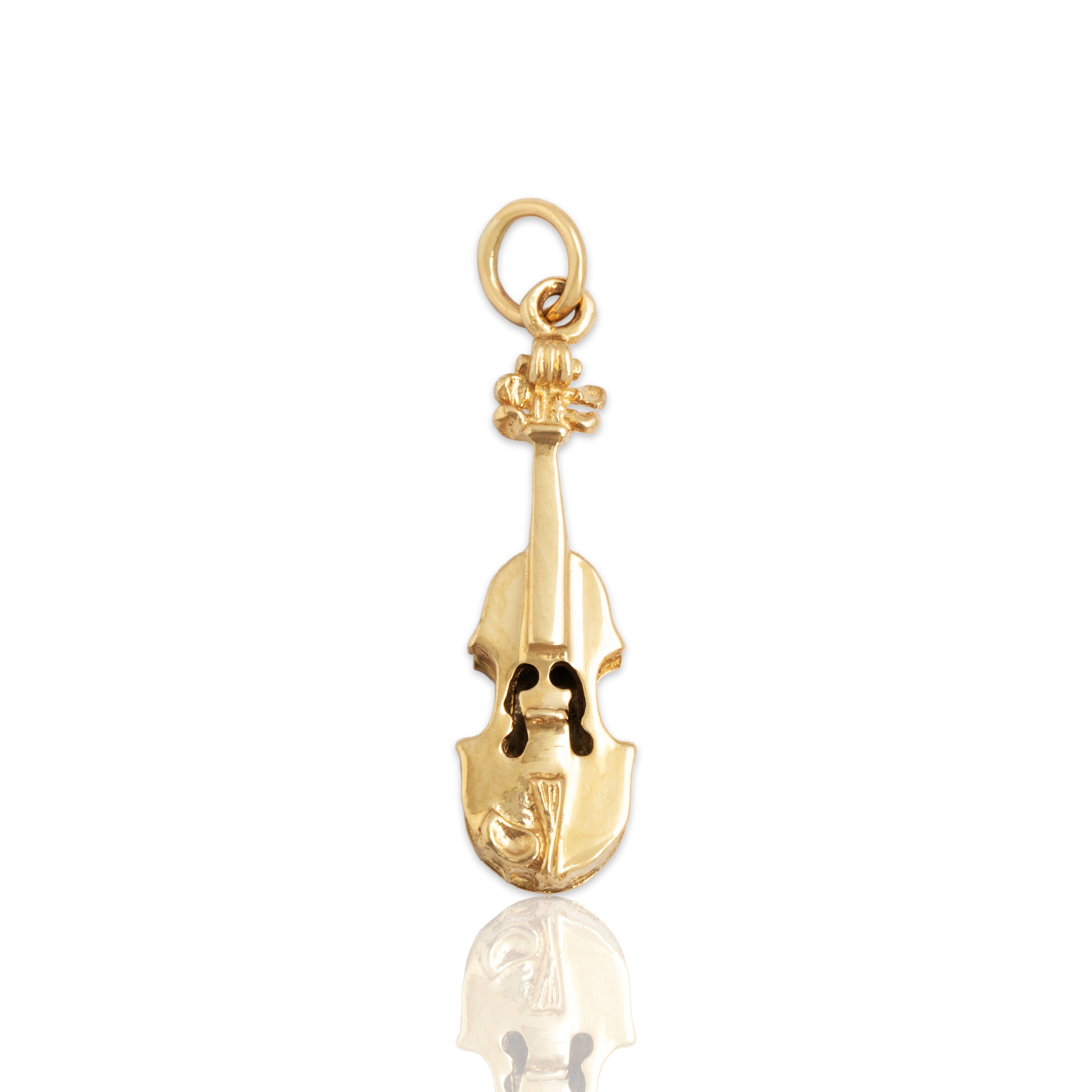 Vintage 14k Yellow Gold Violin Charm/Pendant - Close-up view