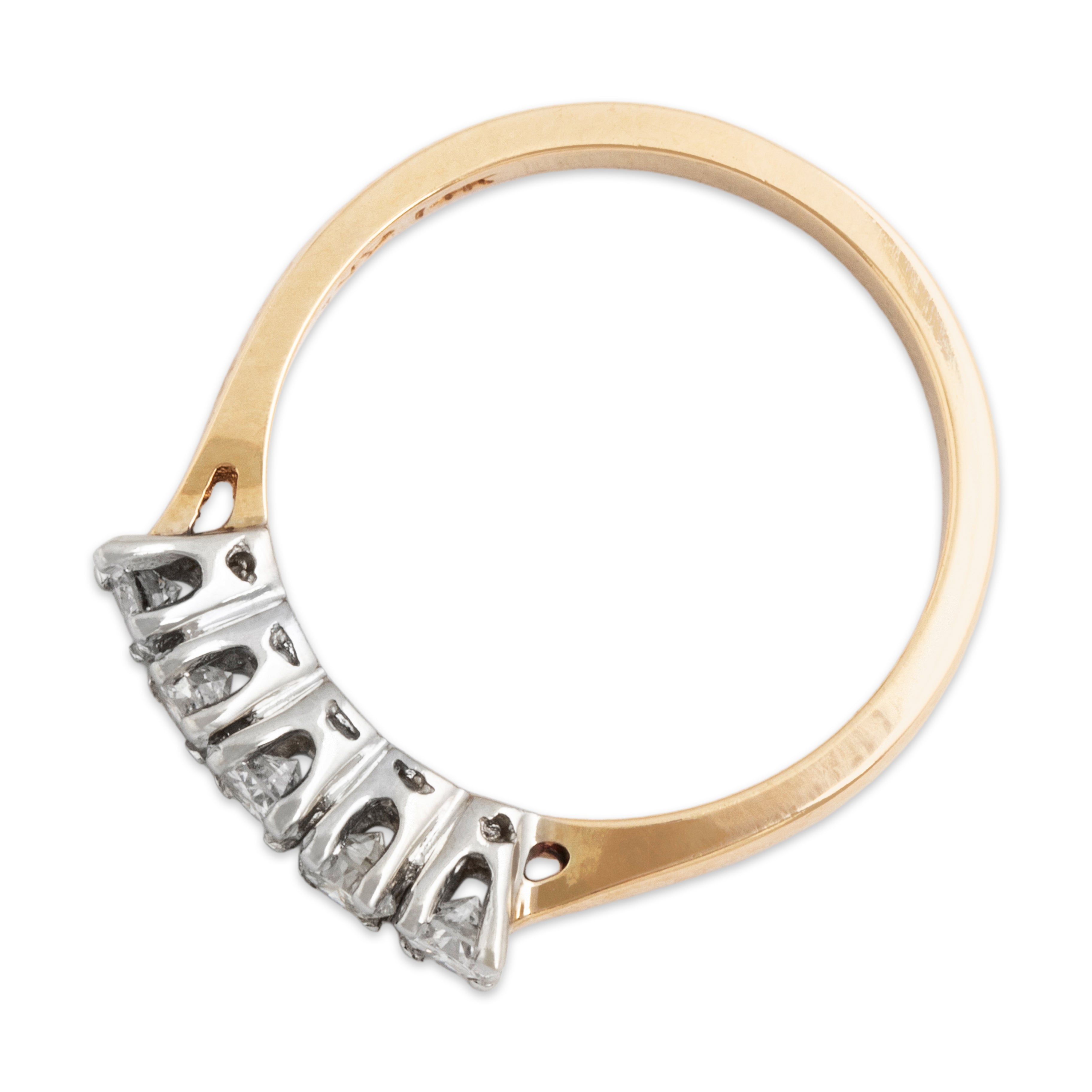 Vintage 14k Yellow Gold Diamond Brilliant Line Band Ring - Overall view