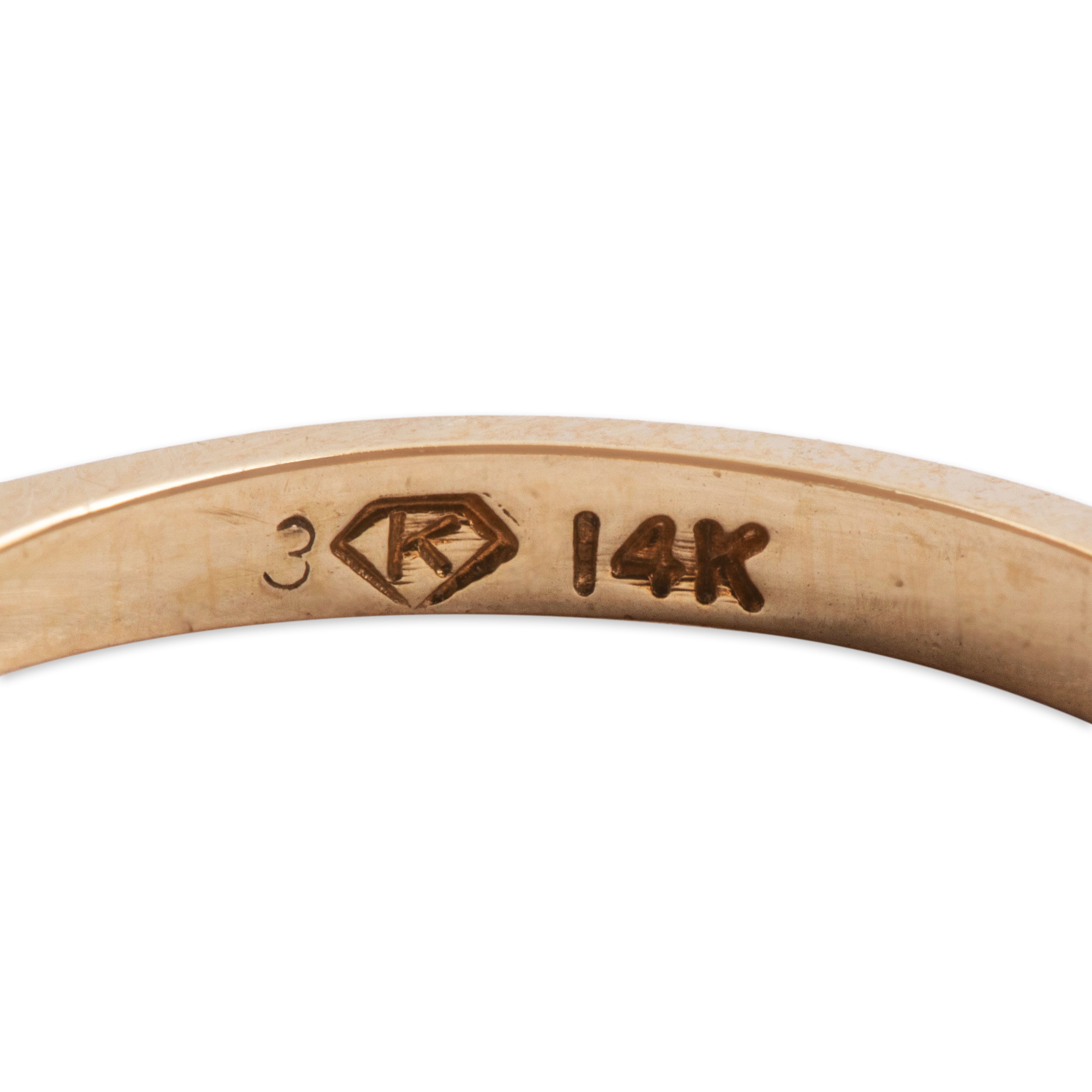 Vintage 14k Yellow Gold Diamond Brilliant Line Band Ring - Hallmark view