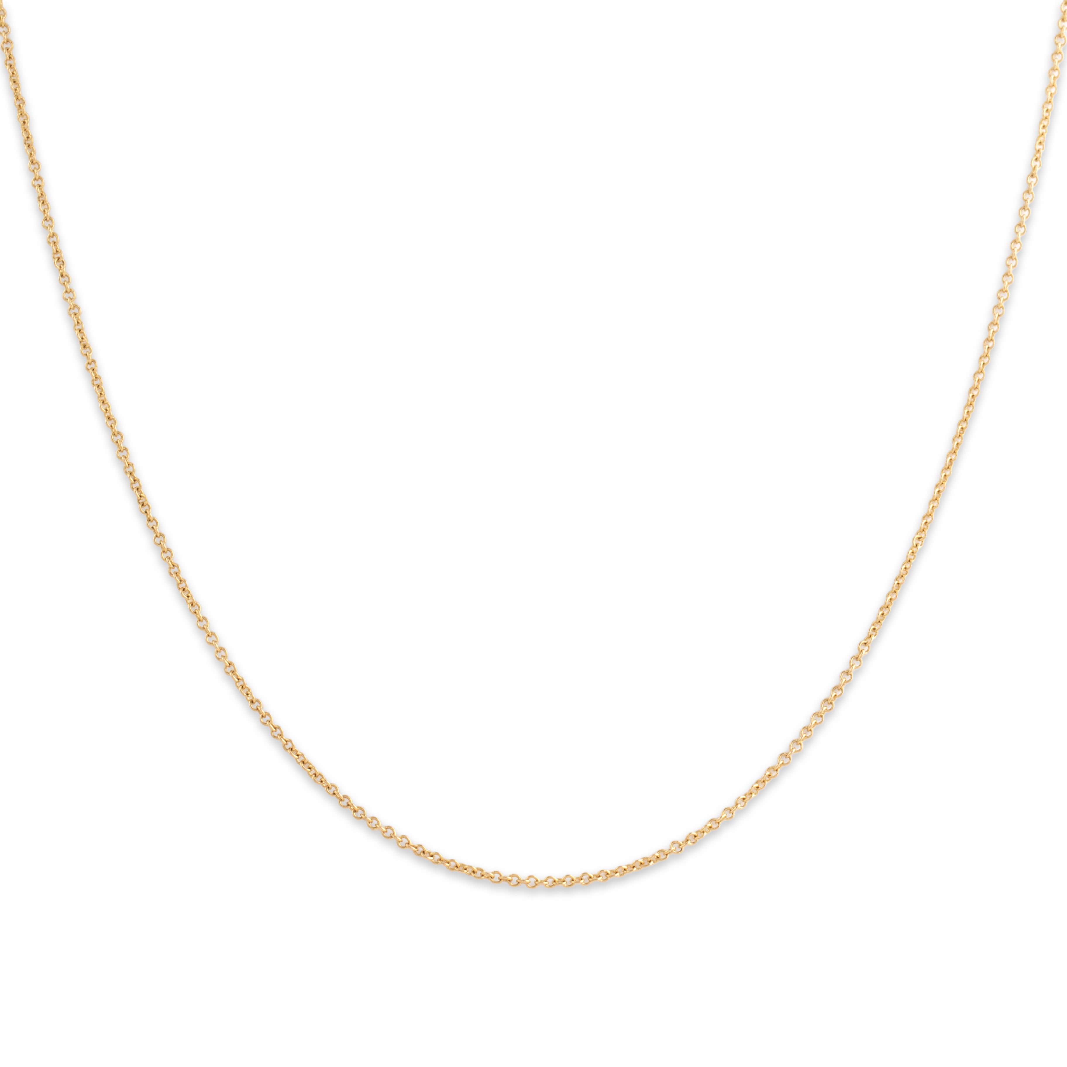 Vintage Italian 14k Yellow Gold 1mm Dainty Cable Chain Chain - Close-up view