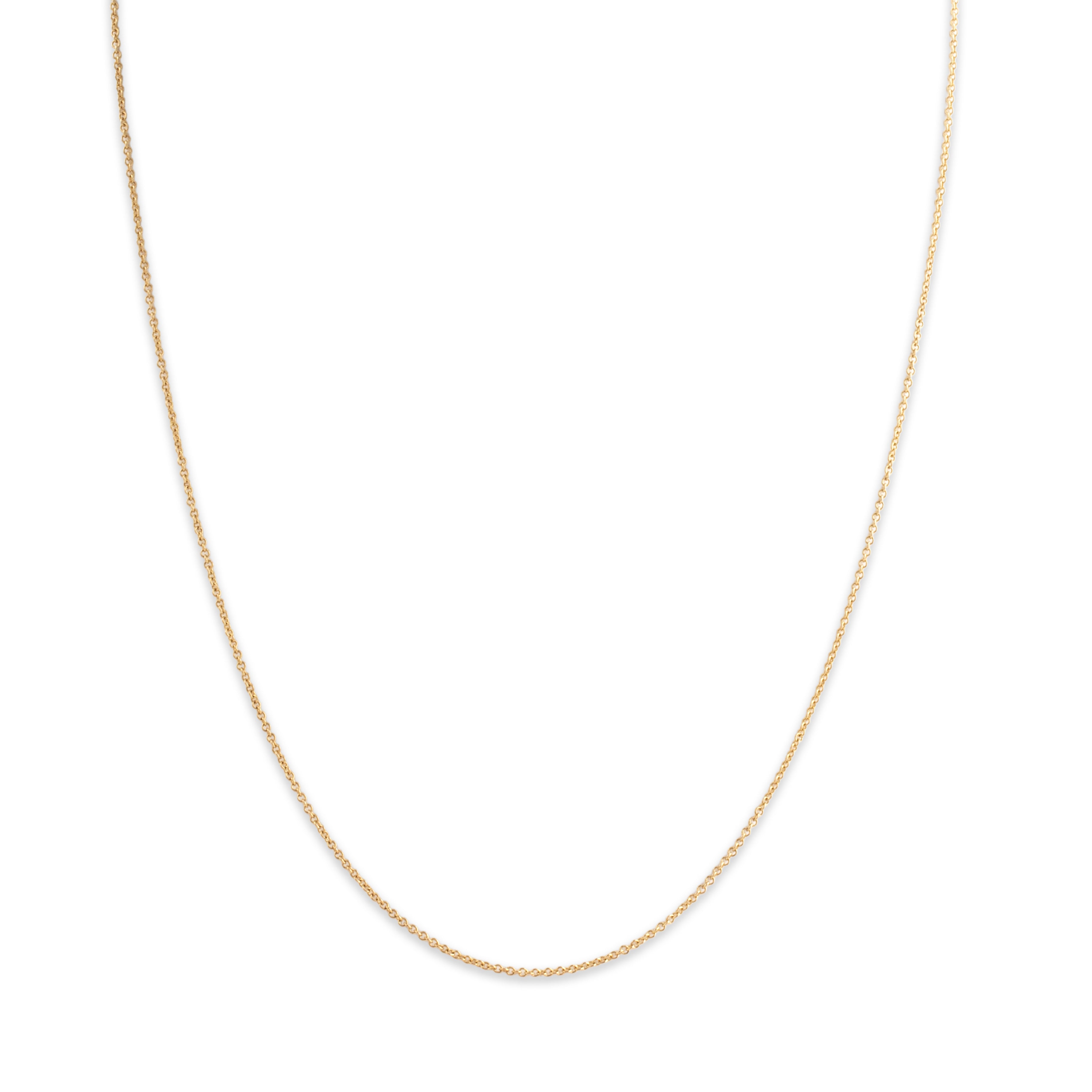 Vintage Italian 14k Yellow Gold 1mm Dainty Cable Chain Chain 16.25