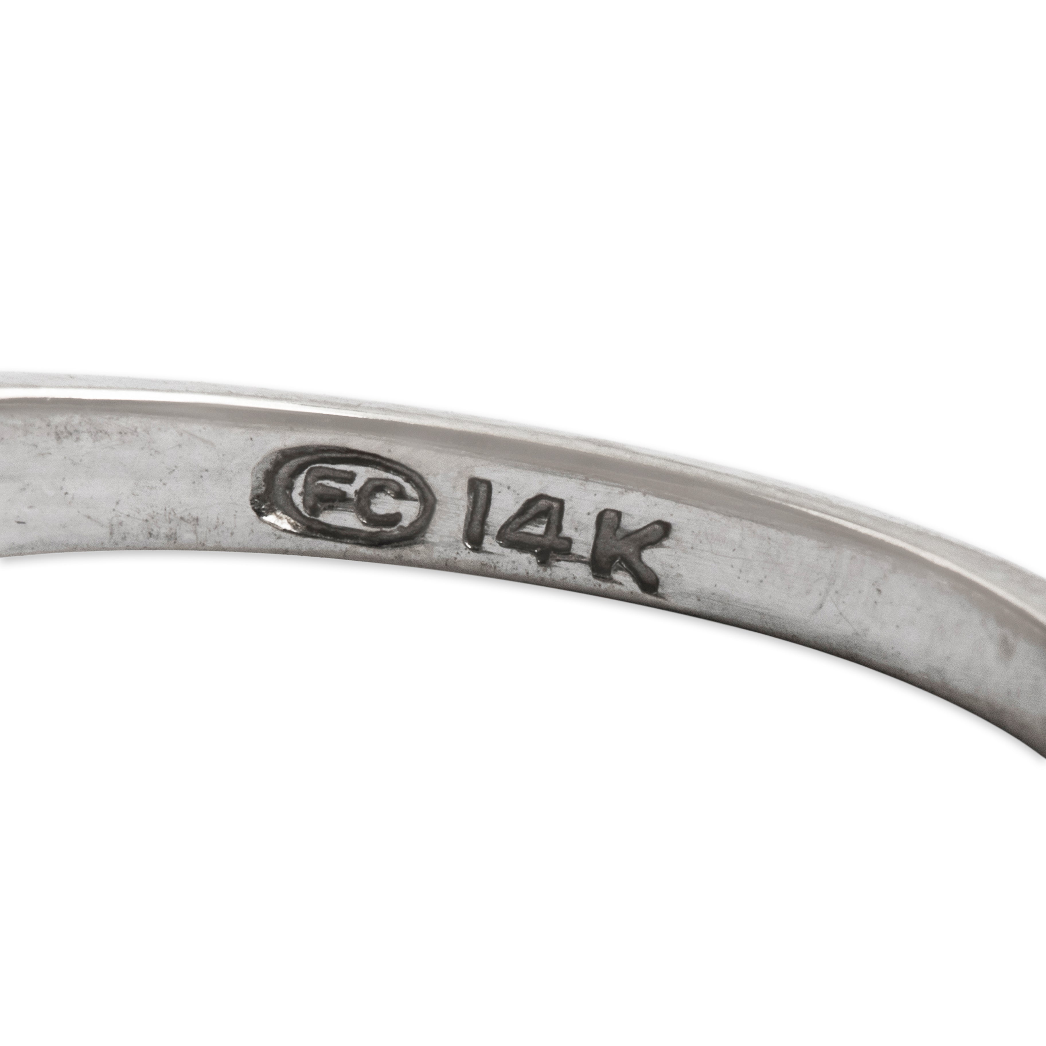 Vintage 14k White Gold Diamond Textured Asymmetric Loop Ring  - Hallmark view