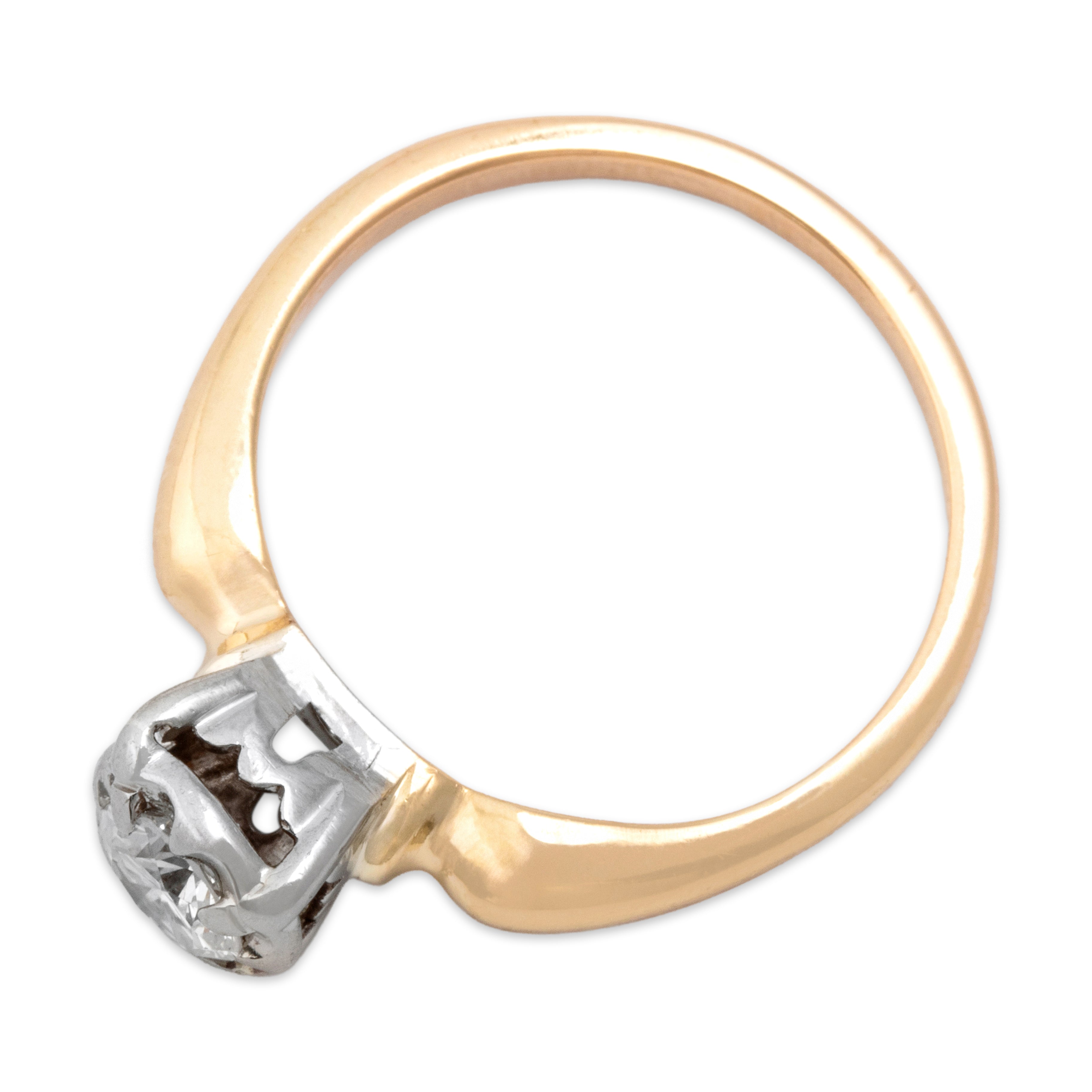 Vintage 14k Yellow & White Gold Diamond Timeless Solitaire Ring - Overall view