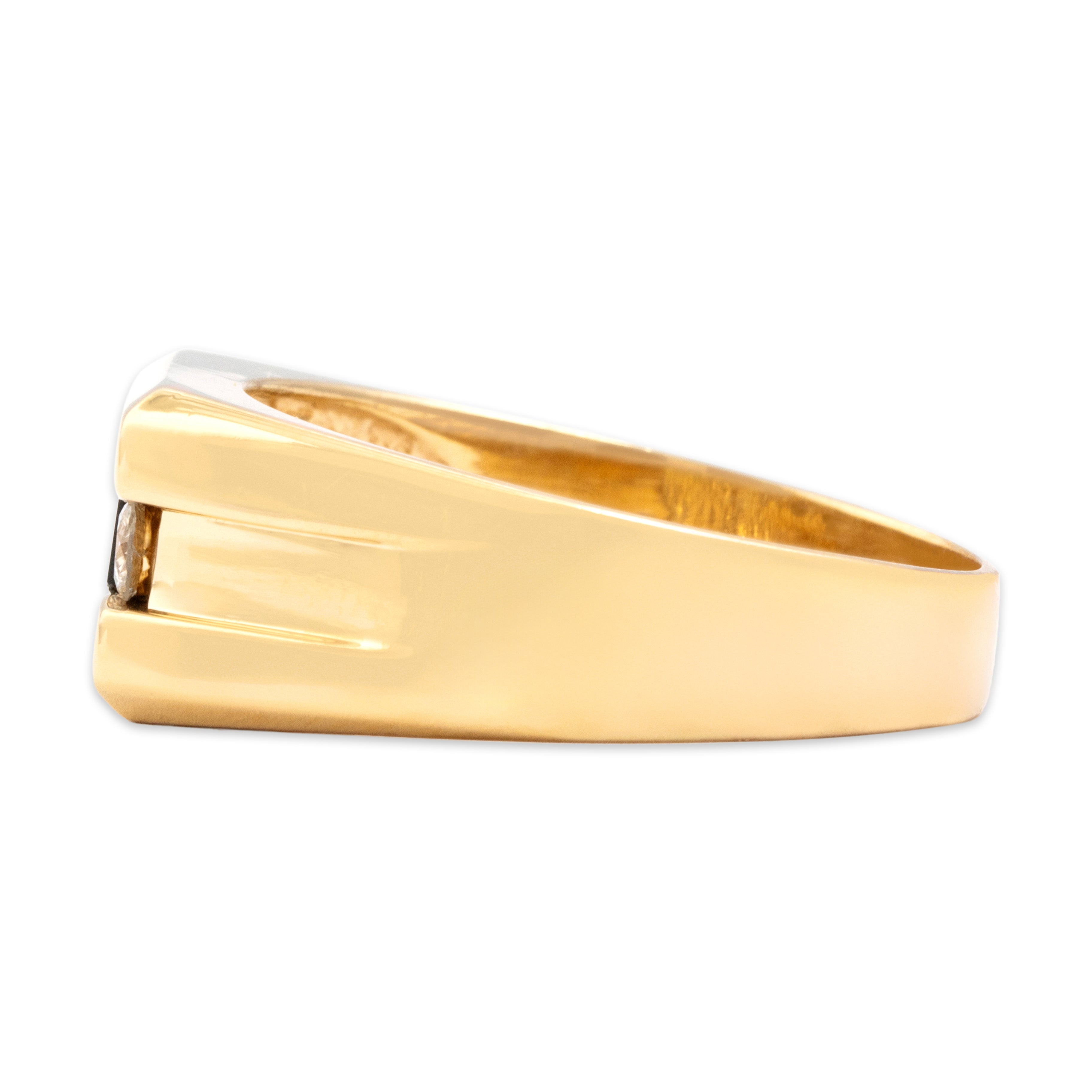 Vintage 14k Yellow Gold Onyx Diamond Bold Architectural Ring 10.50