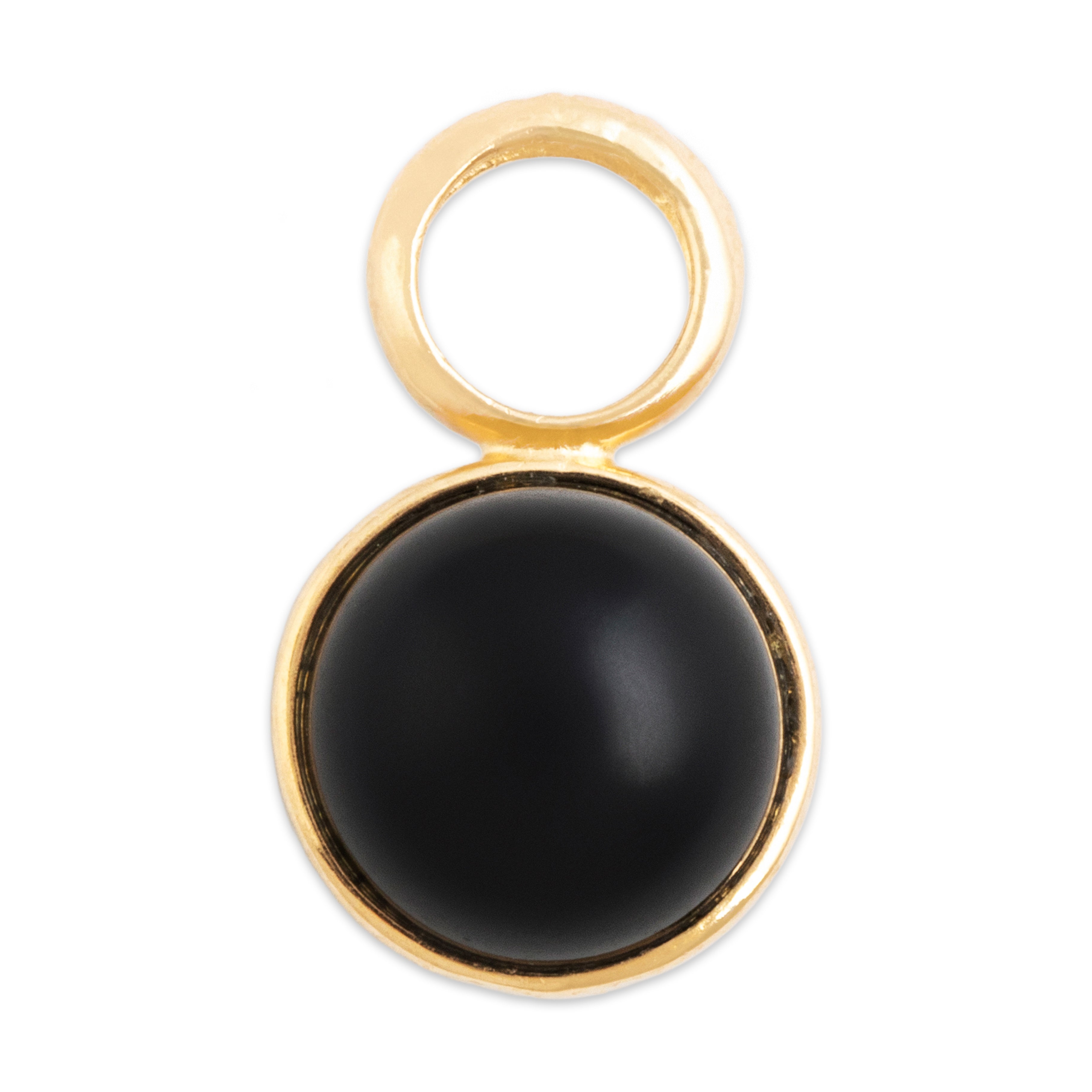 Vintage 14k Yellow Gold Malachite and Onyx Double-Sided Charm Pendant - Back view