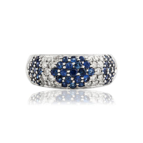 Vintage 14k White Gold .9cttw Blue Sapphire .51cttw Diamond Glittering Ring 8.00