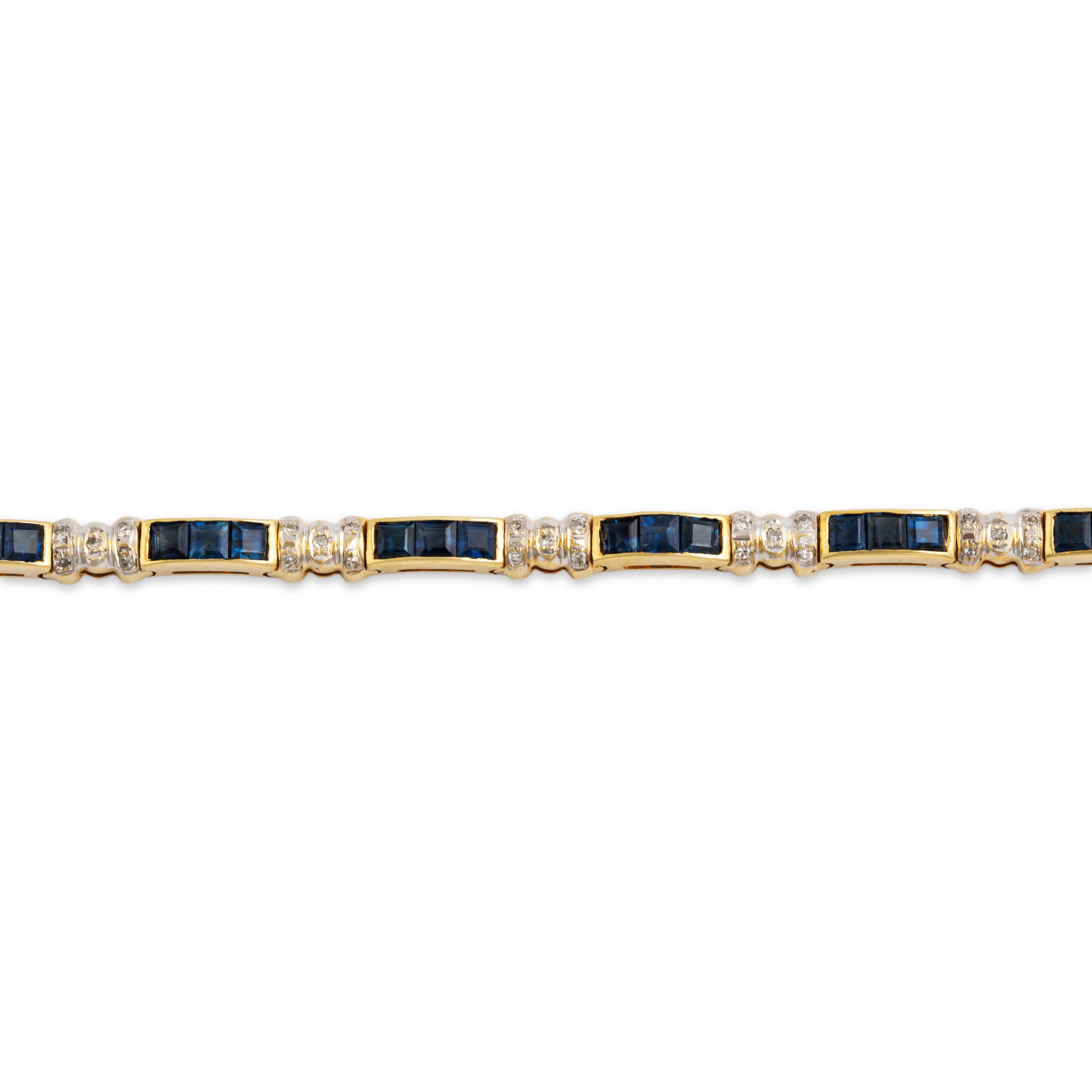 Vintage 14k Yellow and White Gold 3.27ct Sapphire Bracelet - Close-up view