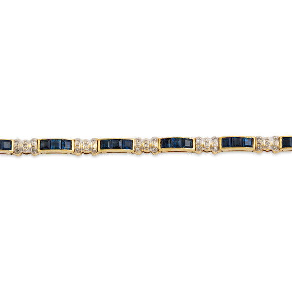 Vintage 14k Yellow & White Gold 3.27cttw Sapphire Diamond Tennis Bracelet 7