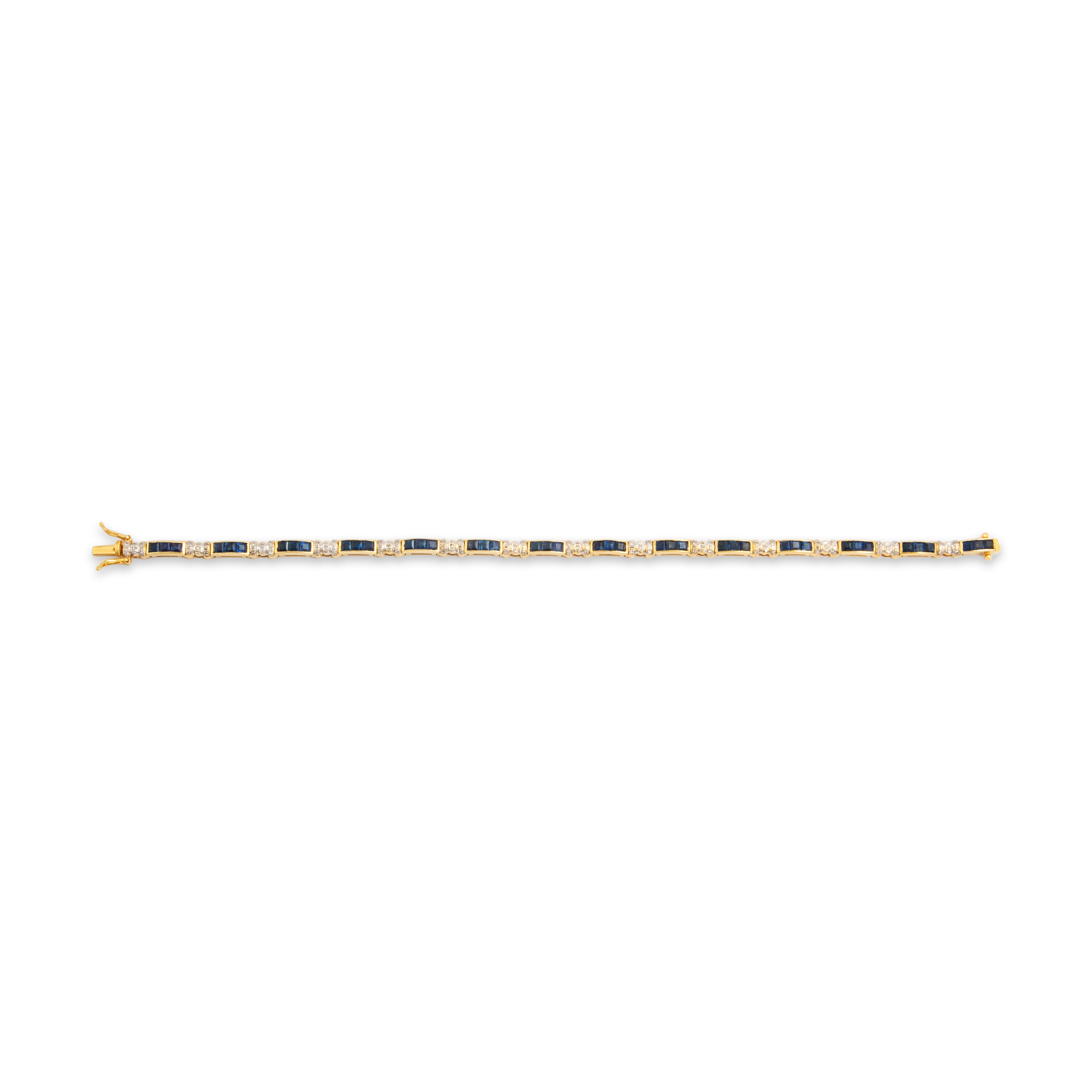 Vintage 14k Yellow and White Gold 3.27ct Sapphire Bracelet - Overall view