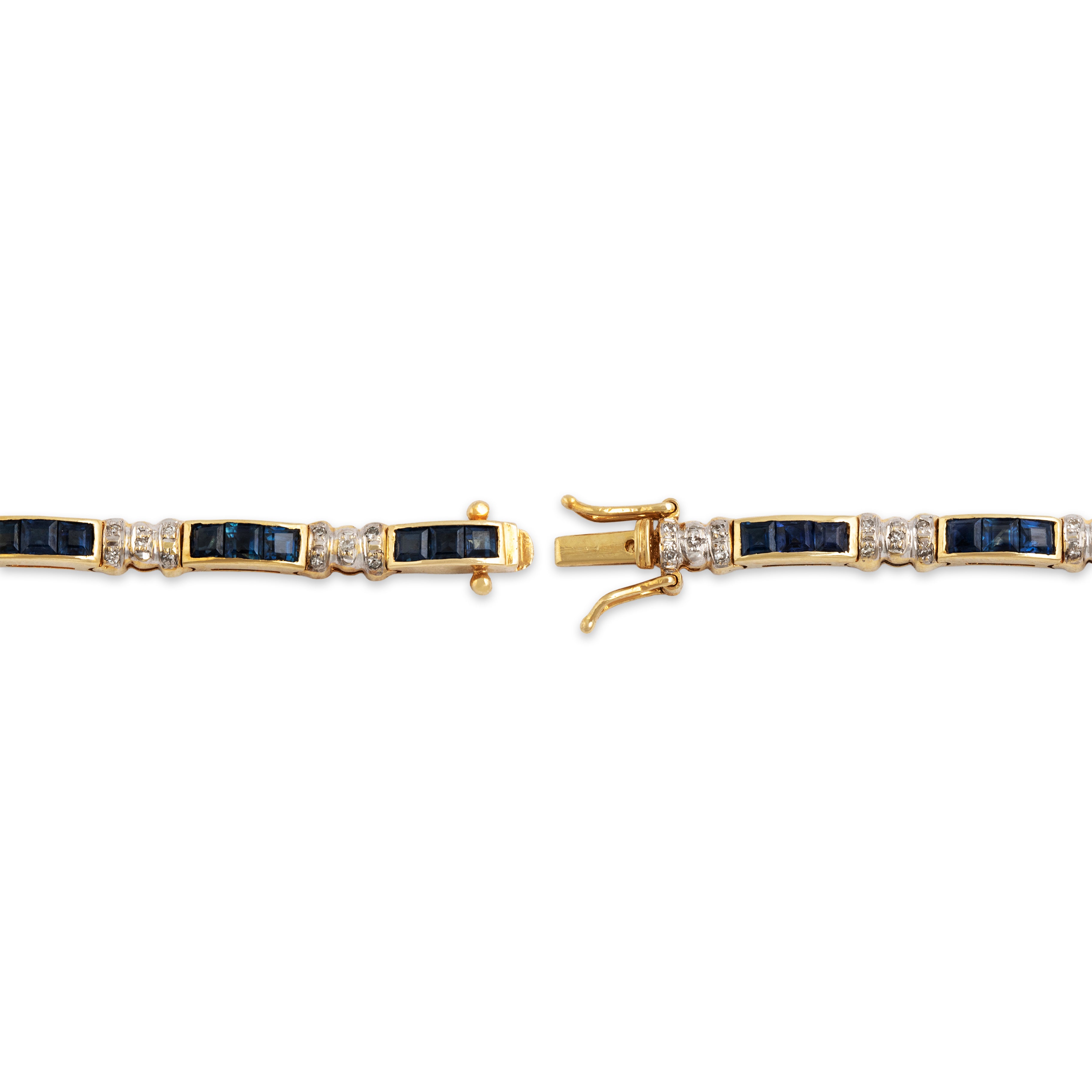 Vintage 14k Yellow and White Gold 3.27ct Sapphire Bracelet - clasp view