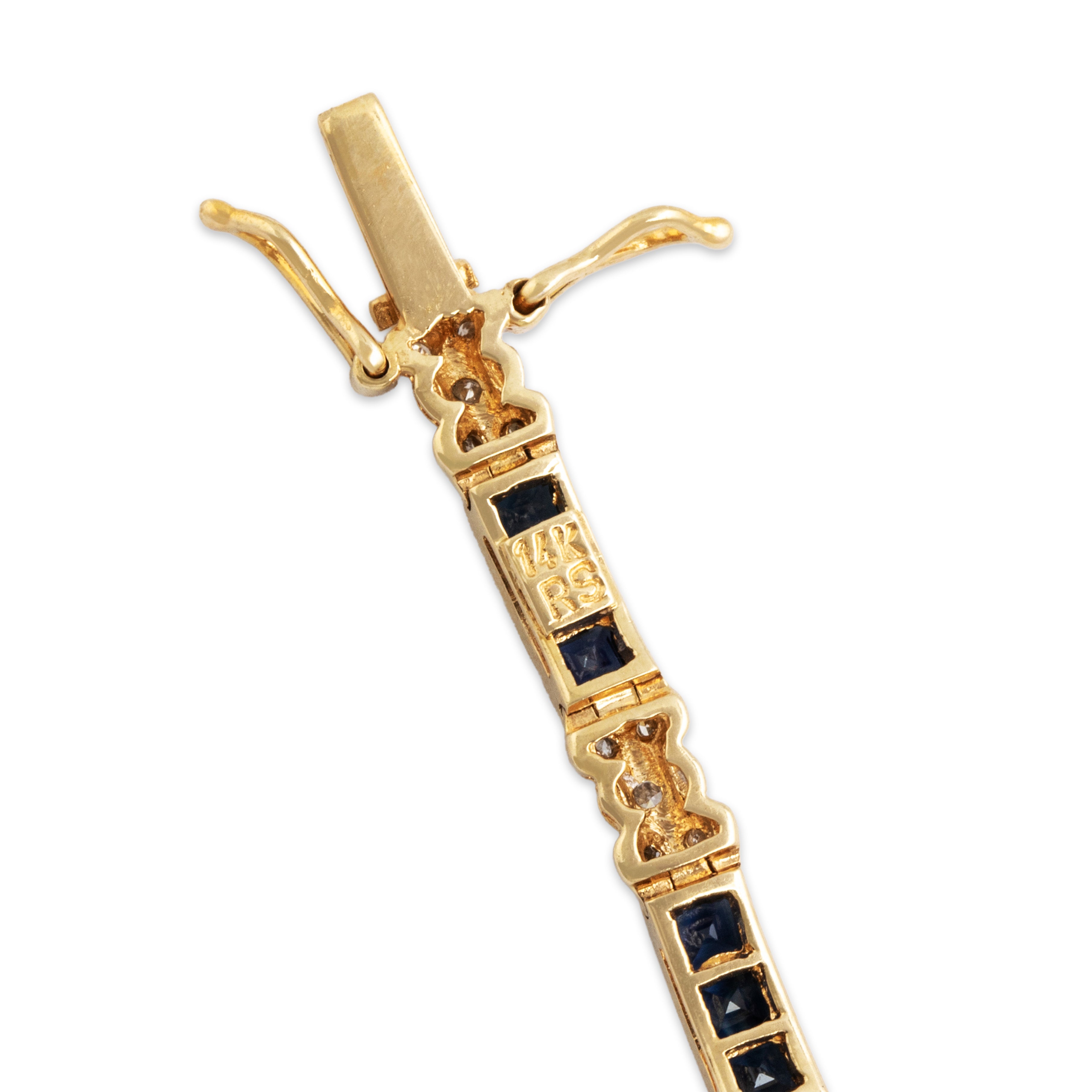 Vintage 14k Yellow and White Gold 3.27ct Sapphire Bracelet - Hallmark view