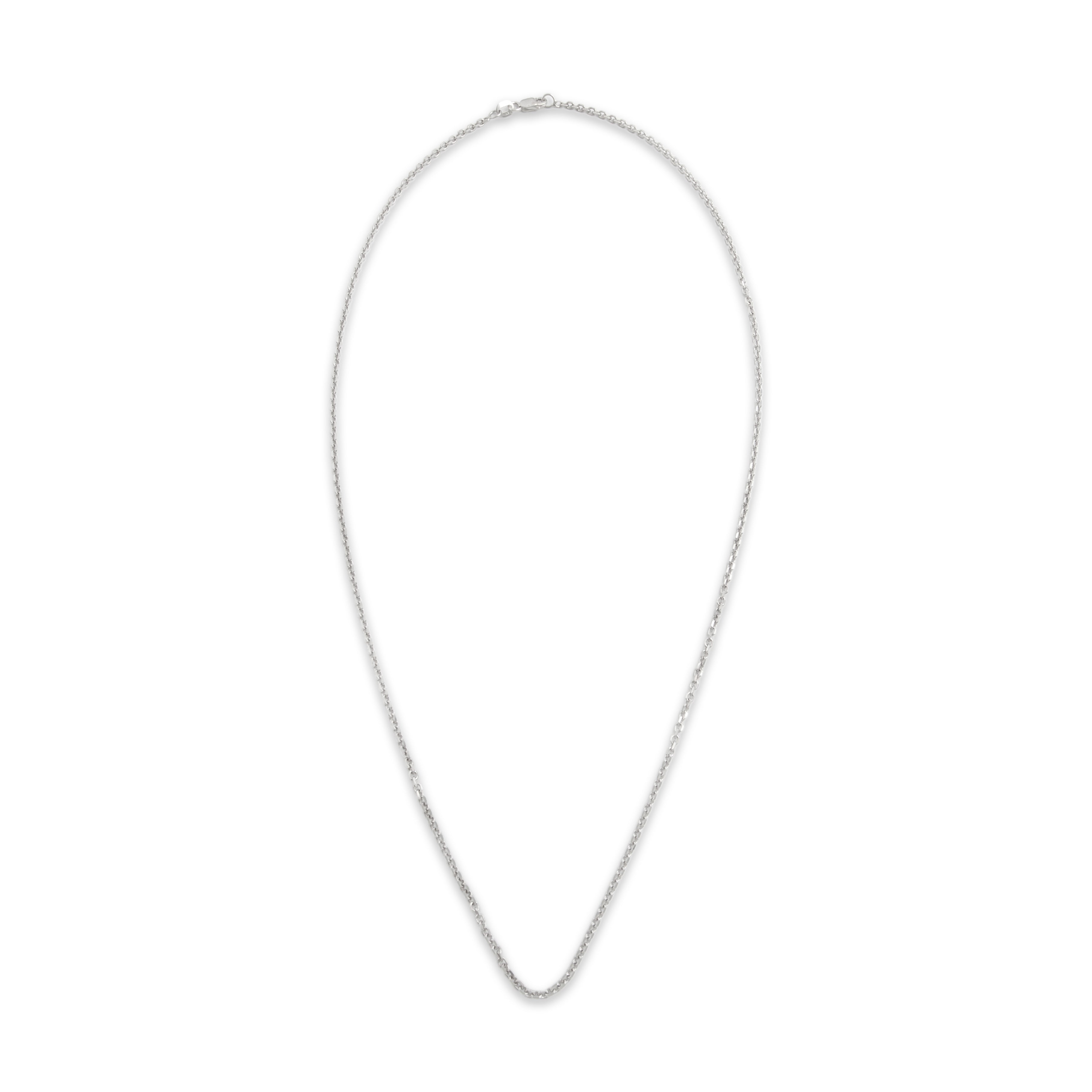 Vintage 14k White Gold Simple Everyday Cable Link 1.8mm Chain - Overall view