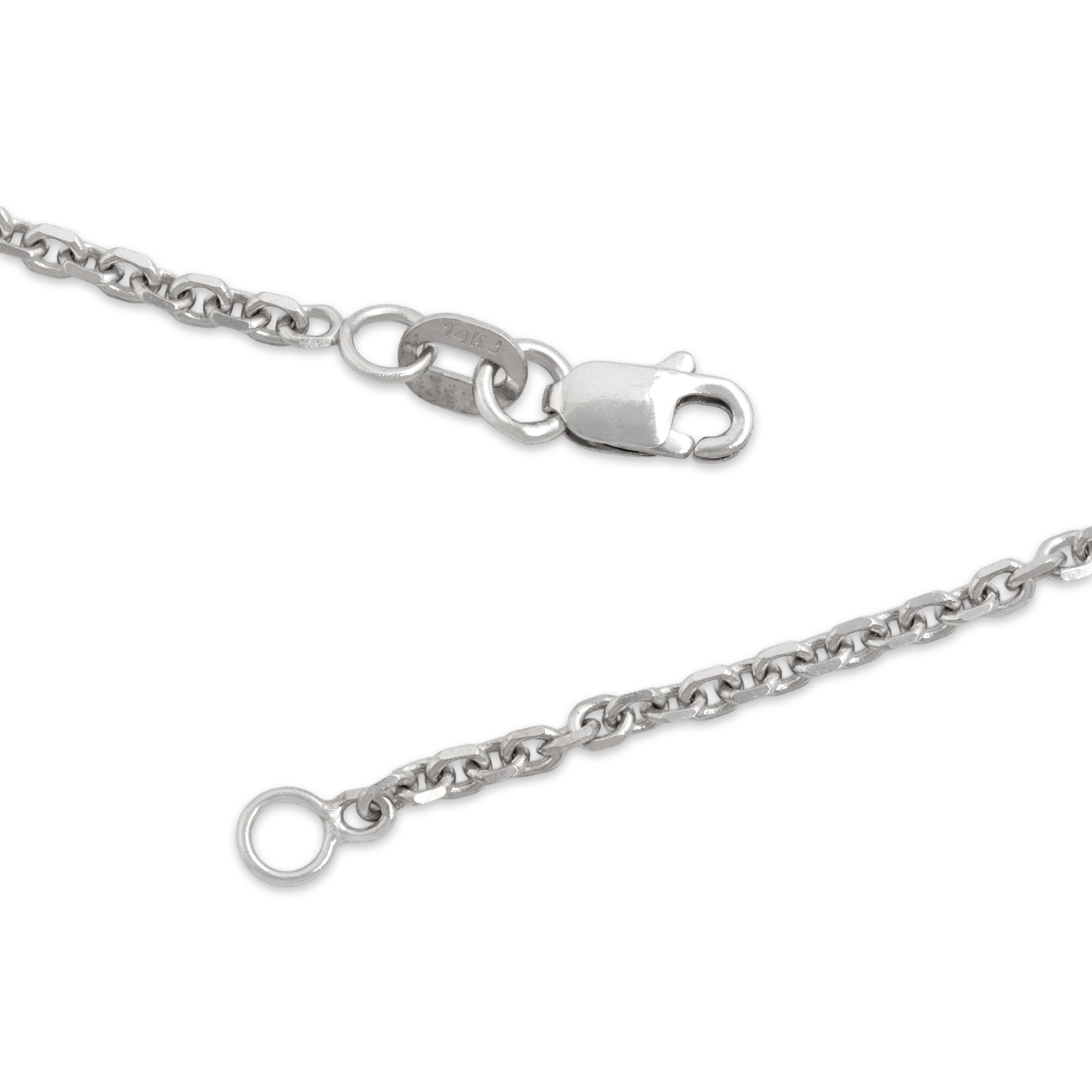 Vintage 14k White Gold Simple Everyday Cable Link 1.8mm Chain - clasp view